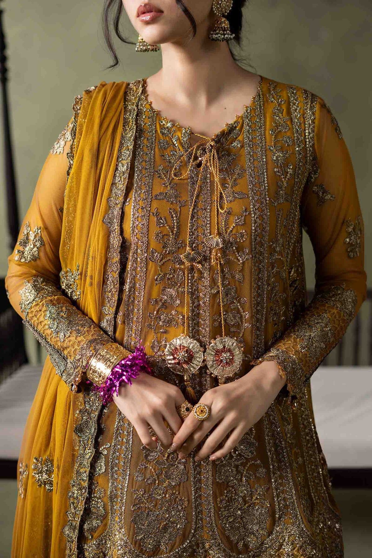 3 Piece Embroidered Net Suit