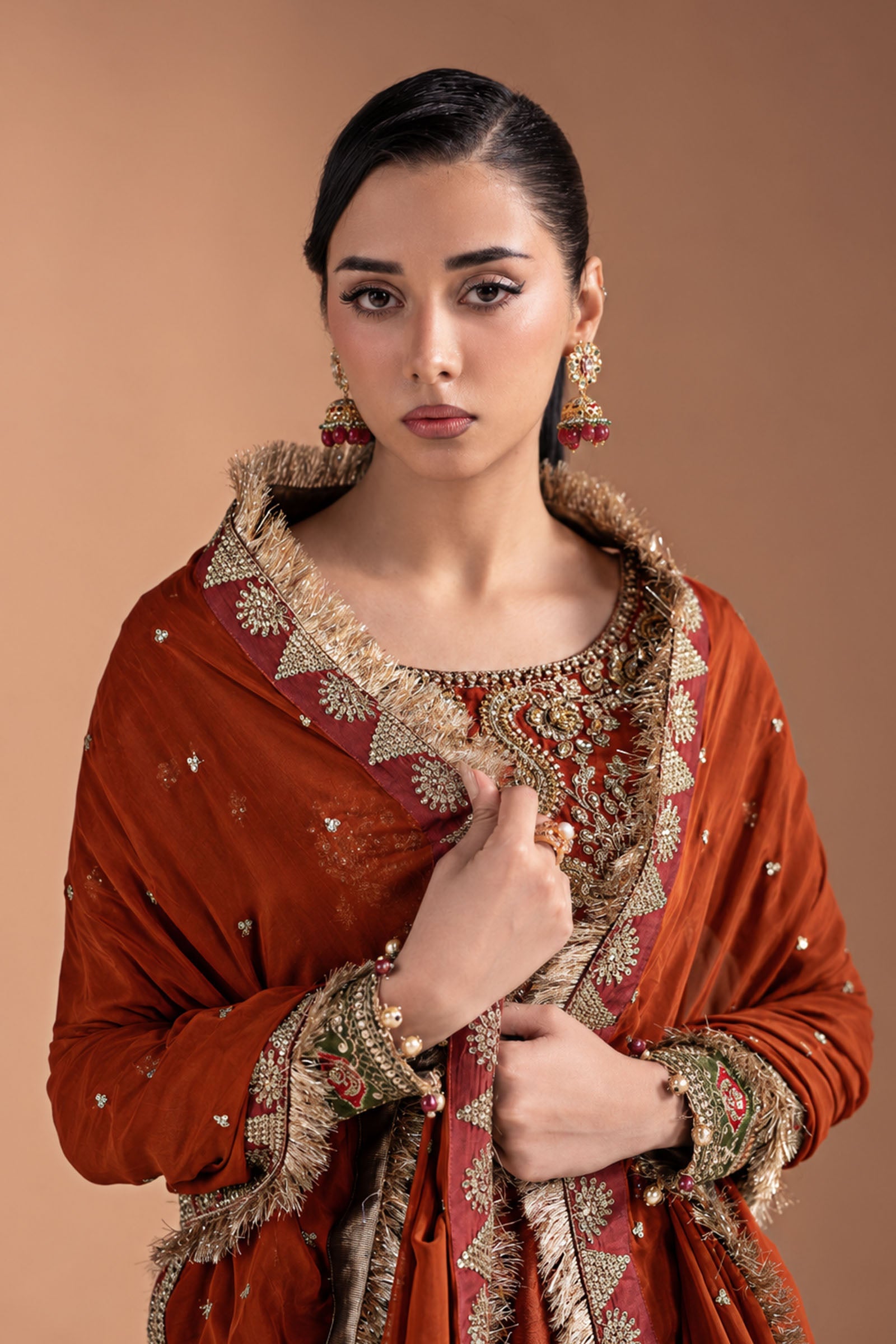 3 Piece Embroidered Bemberg Raw Silk Suit