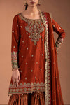 3 Piece Embroidered Bemberg Raw Silk Suit