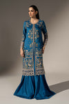 3 Piece Embroidered Tassel Silk Suit