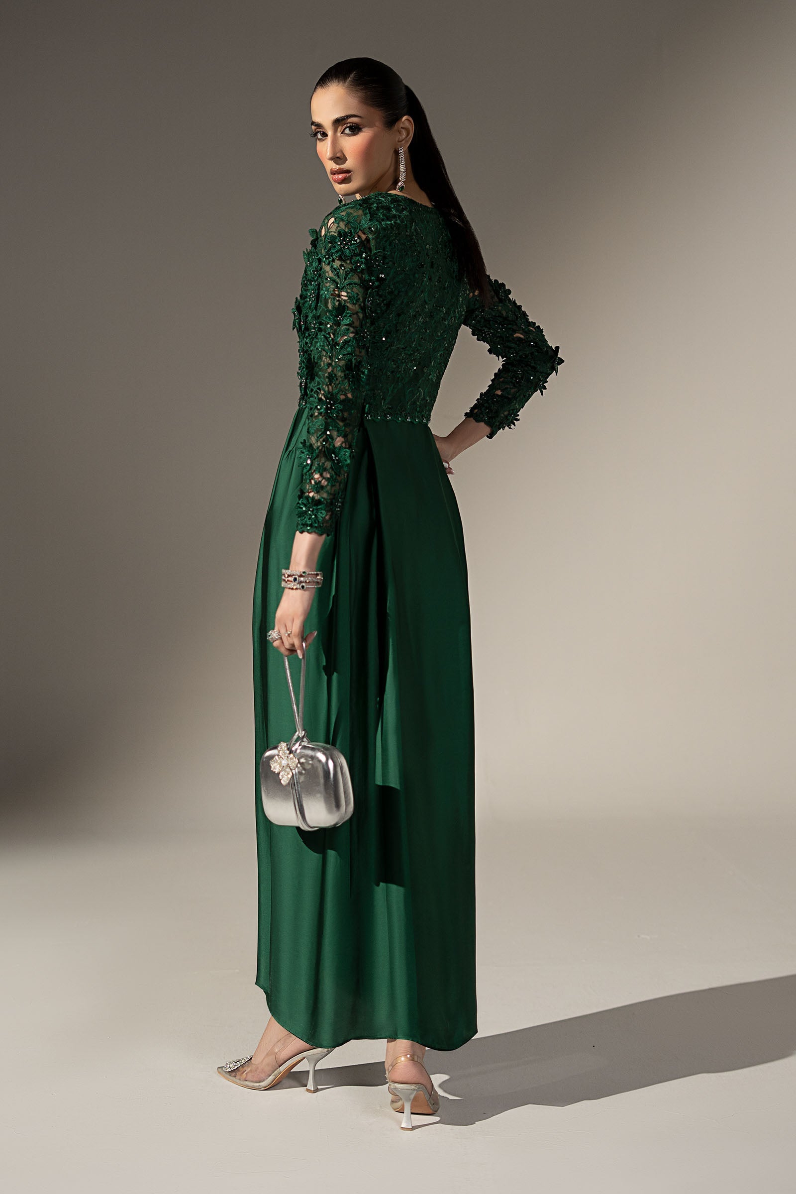 3 Piece Embellished Charmeuse Suit
