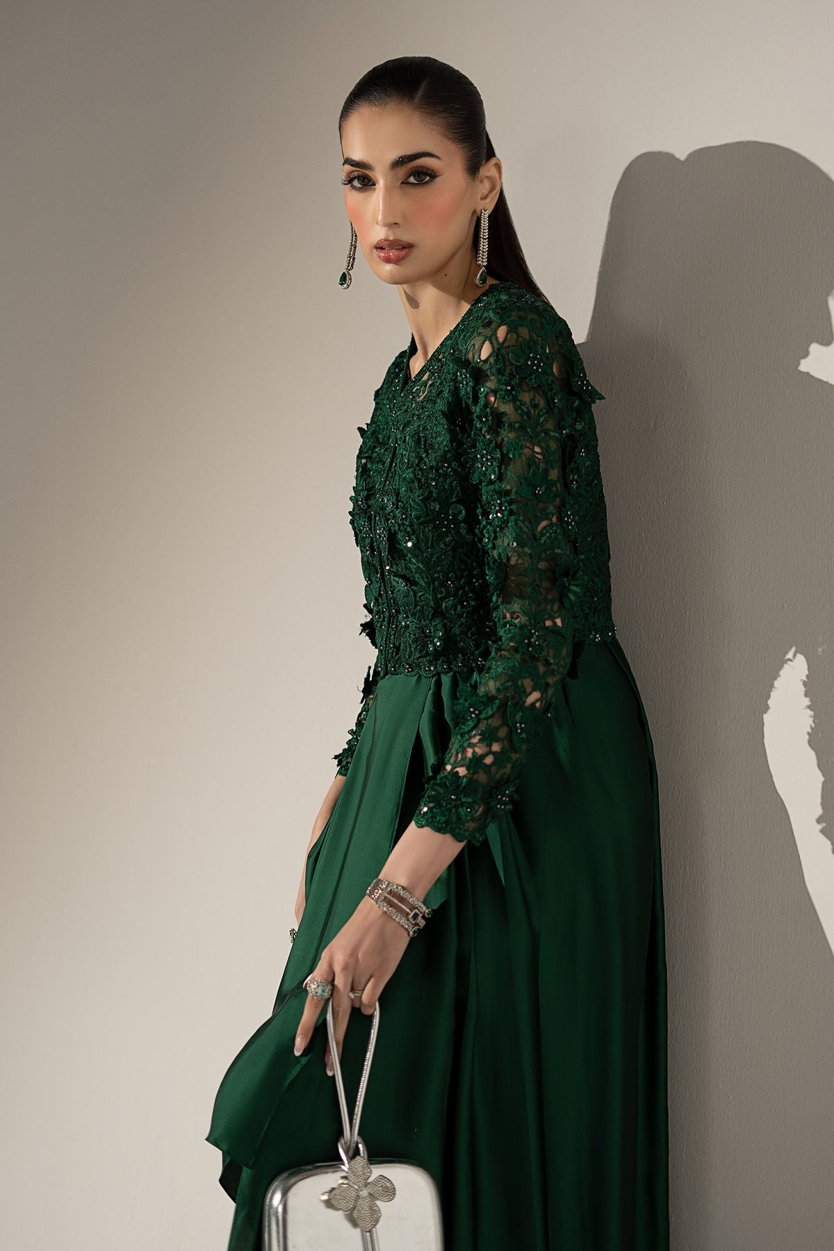 3 Piece Embellished Charmeuse Suit