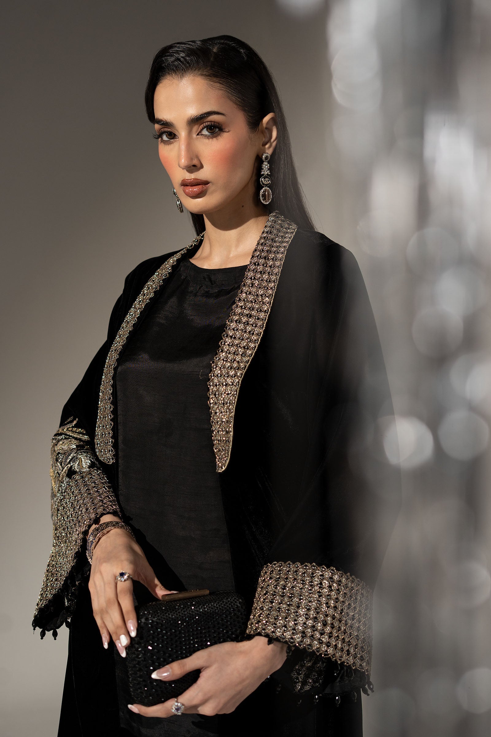 3 Piece Embroidered Velvet Suit