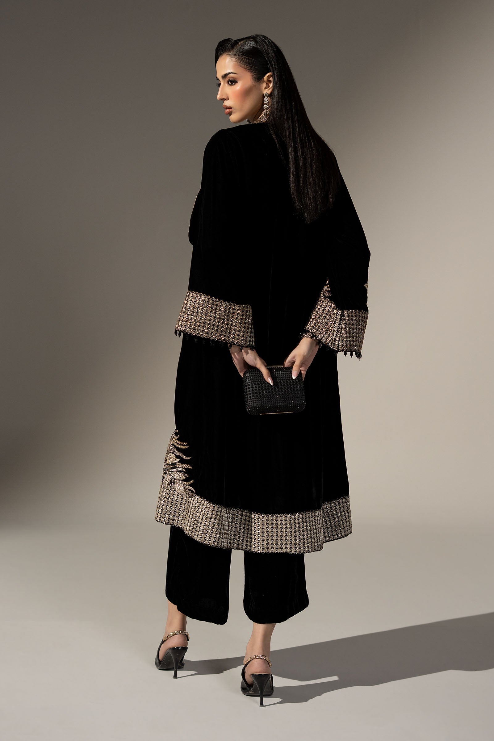 3 Piece Embroidered Velvet Suit