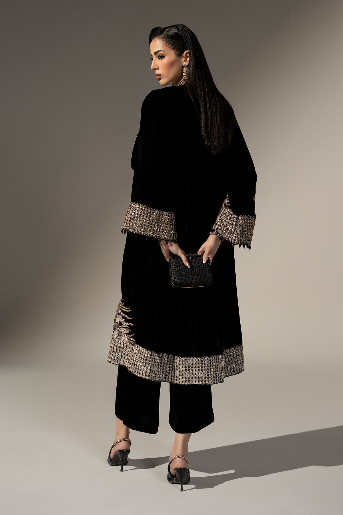 3 Piece Embroidered Velvet Suit