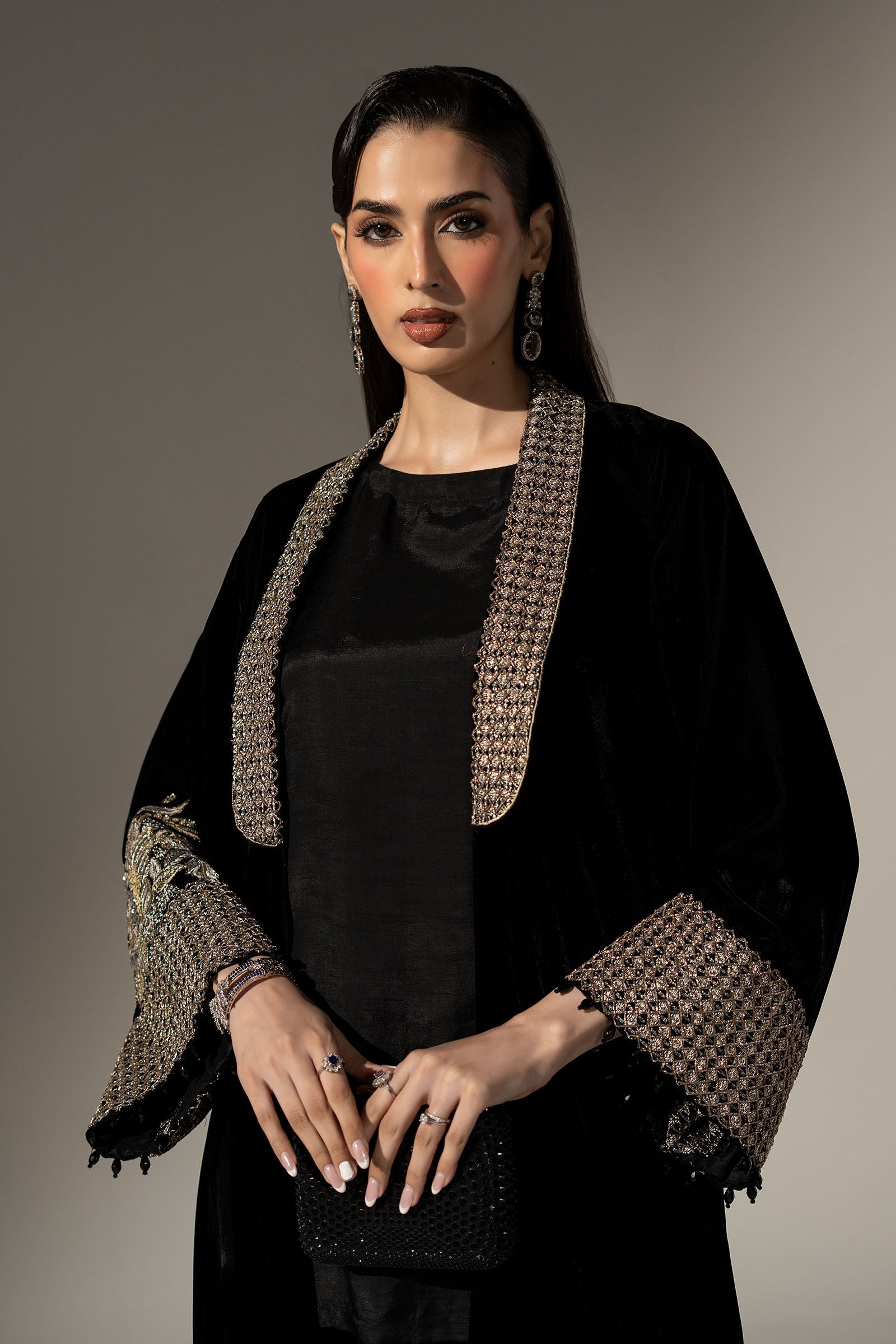 3 Piece Embroidered Velvet Suit