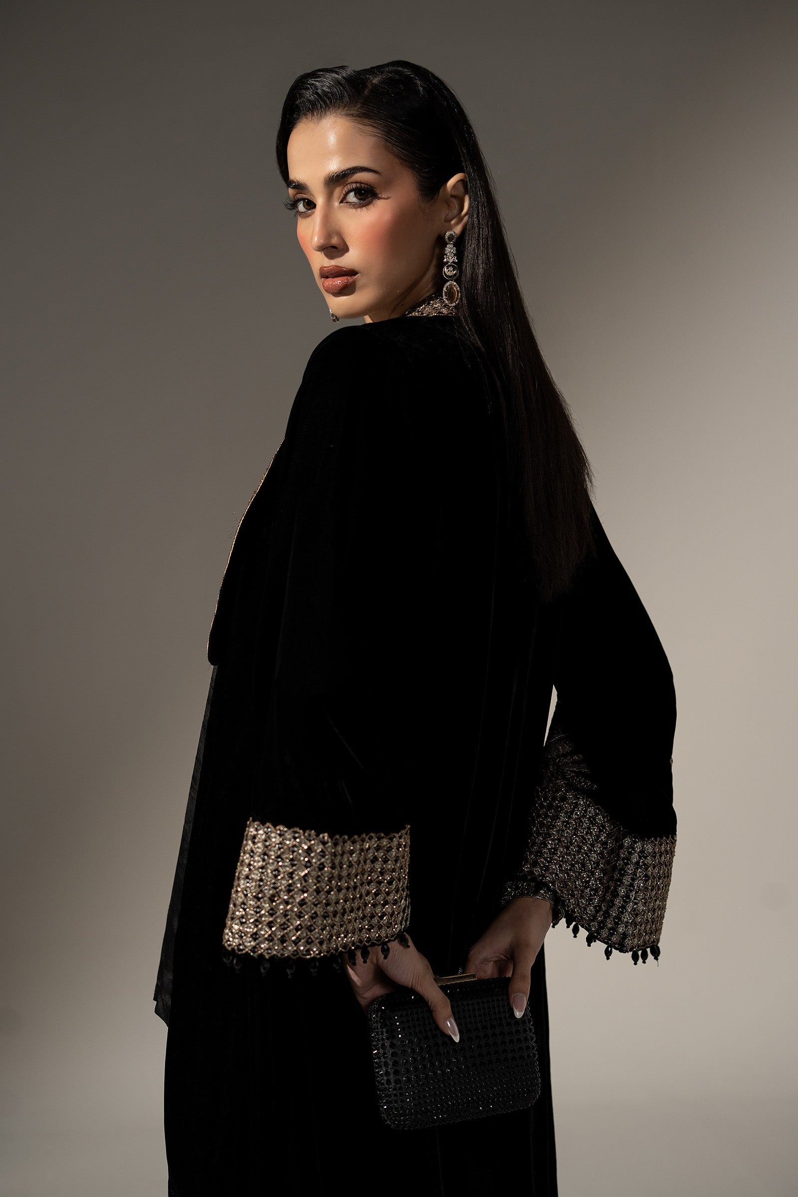 3 Piece Embroidered Velvet Suit