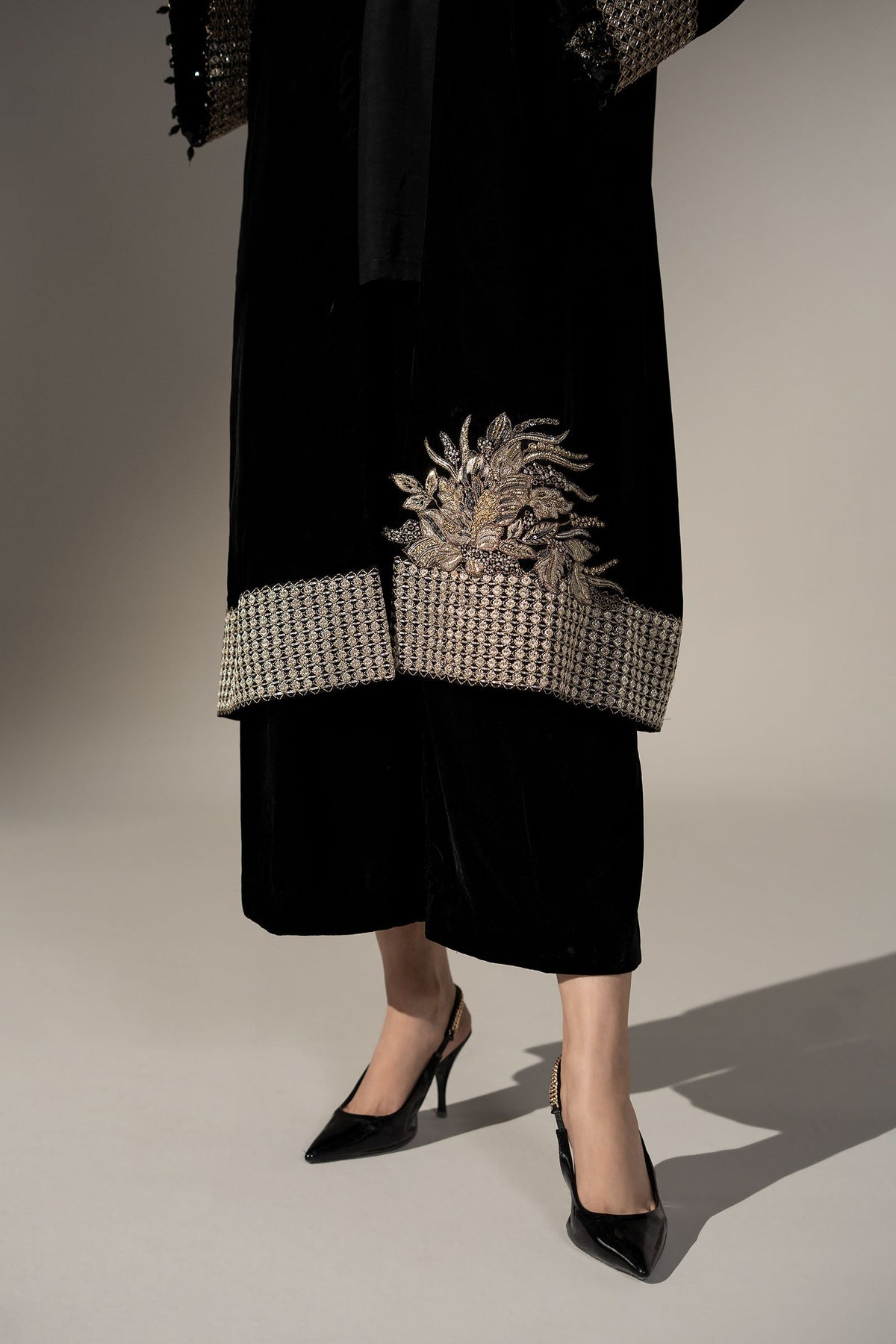 3 Piece Embroidered Velvet Suit