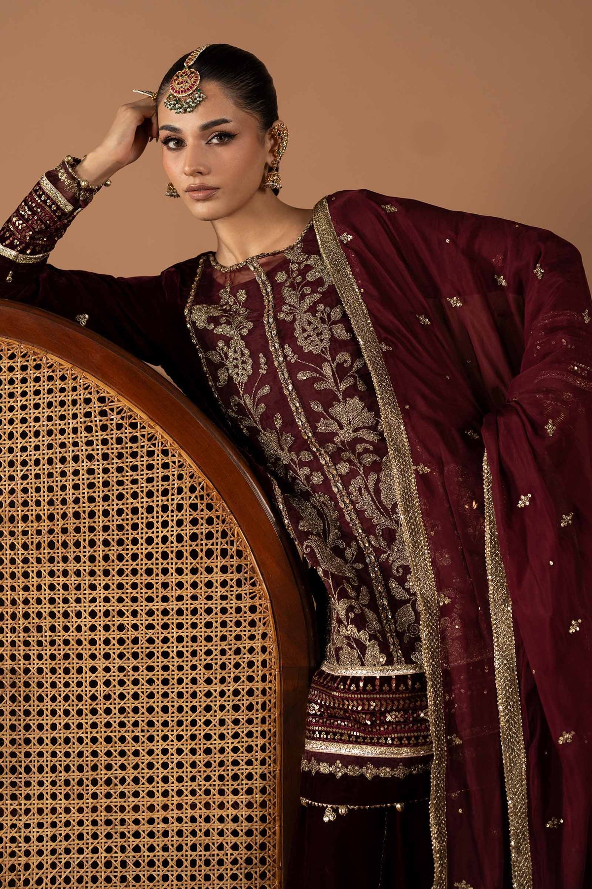 3 Piece Embroidered Velvet Suit