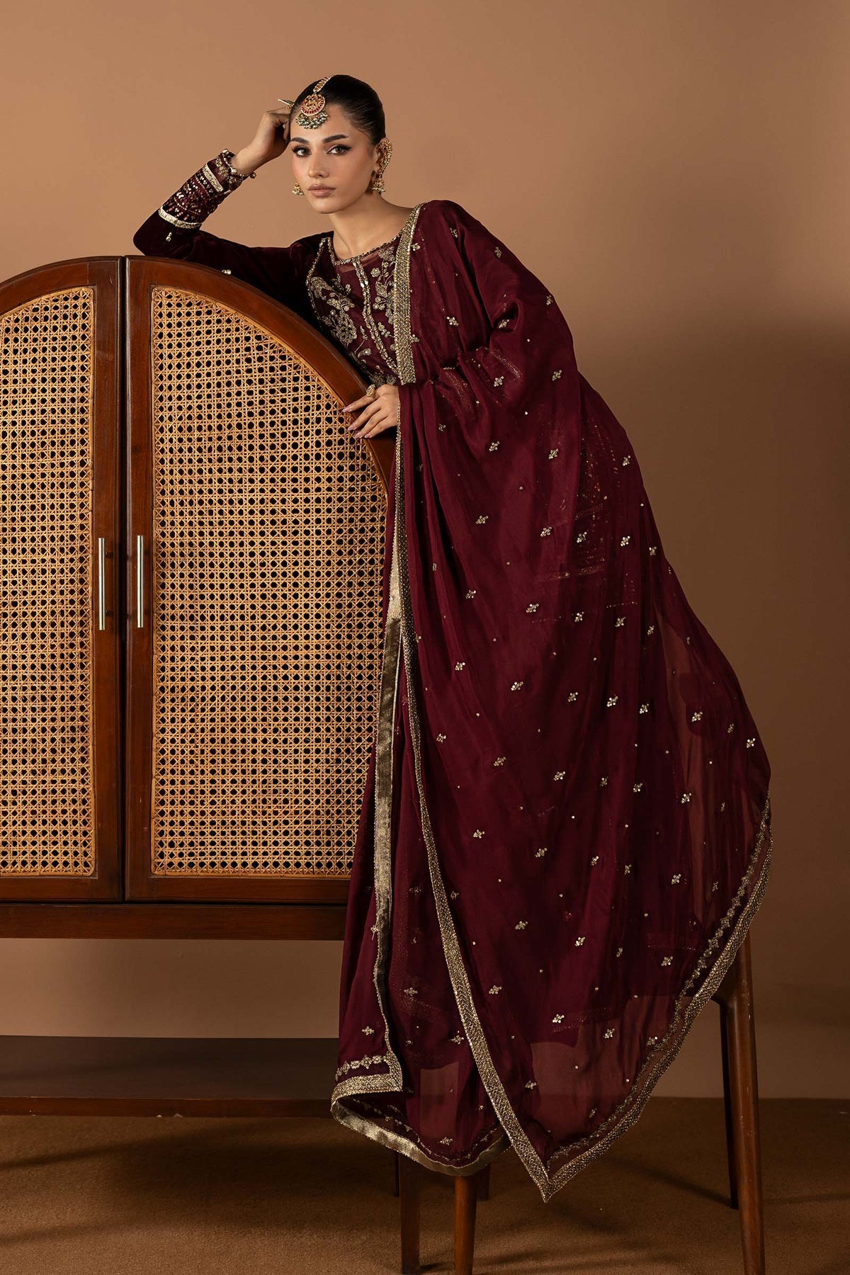 3 Piece Embroidered Velvet Suit