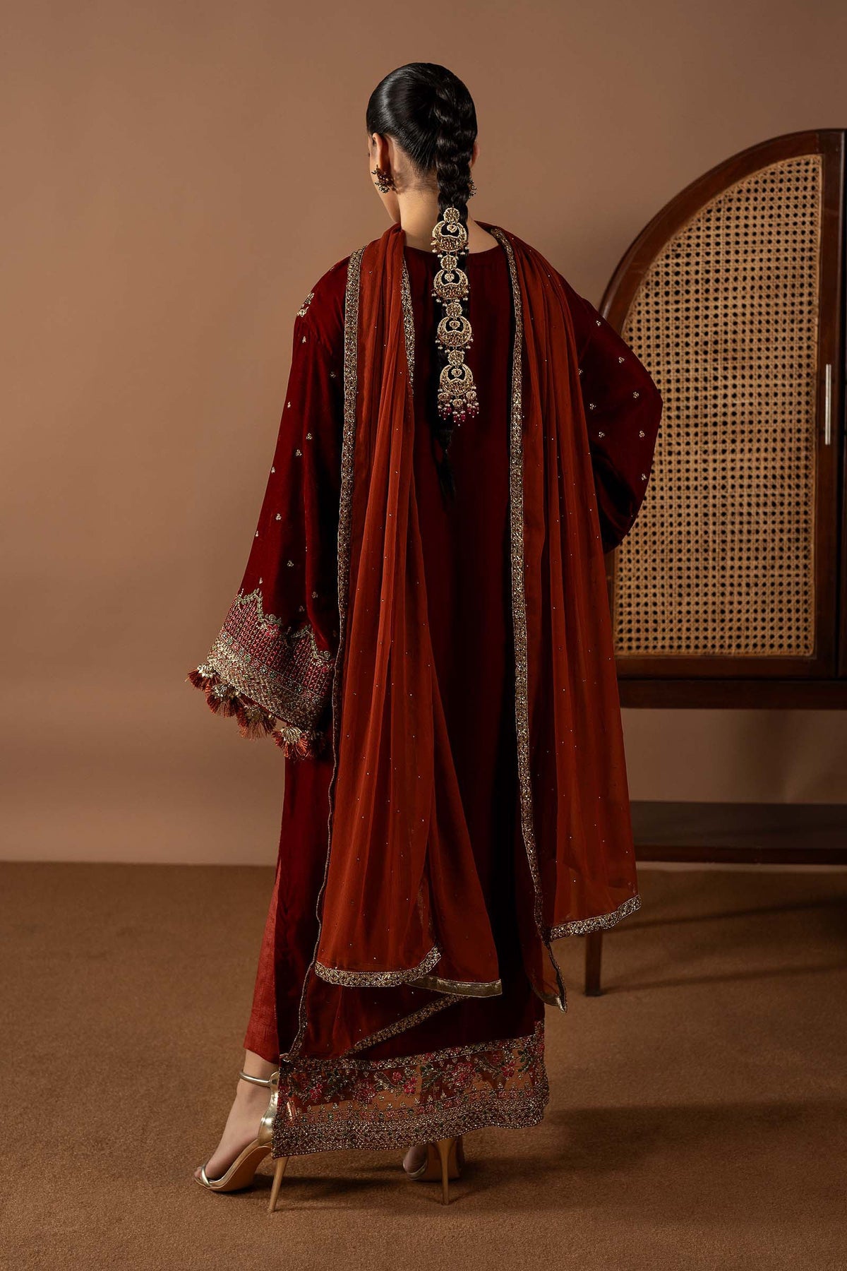 3 Piece Embroidered Velvet Suit