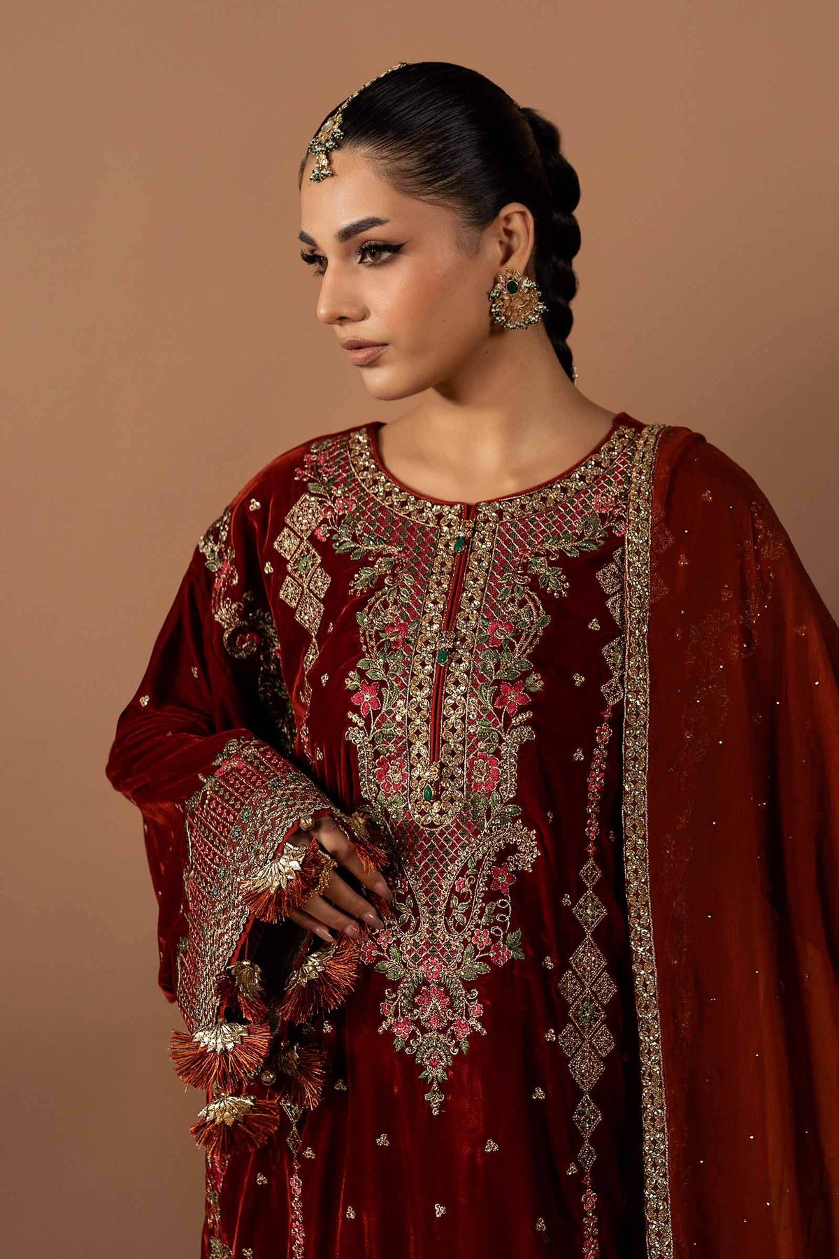 3 Piece Embroidered Velvet Suit