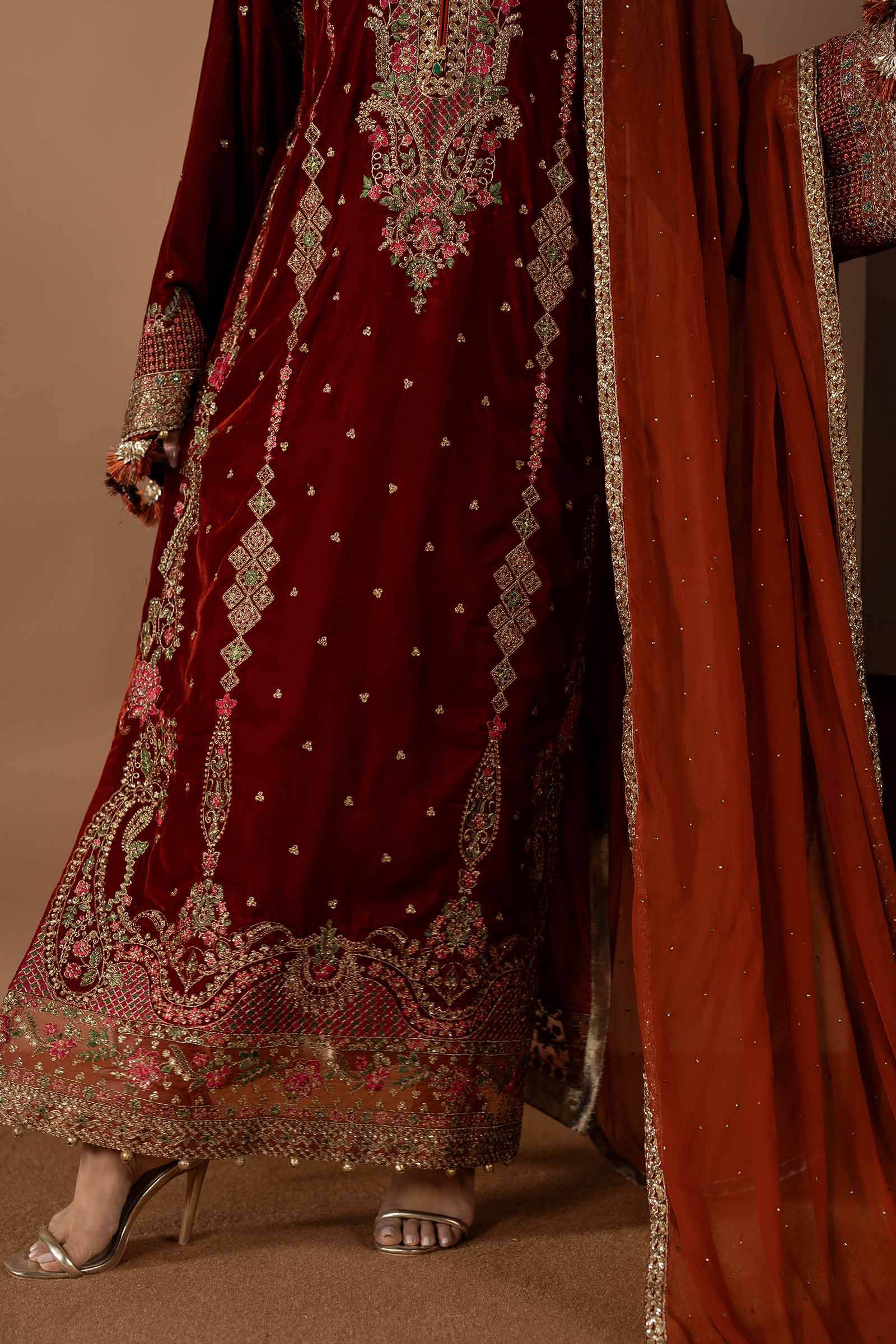 3 Piece Embroidered Velvet Suit