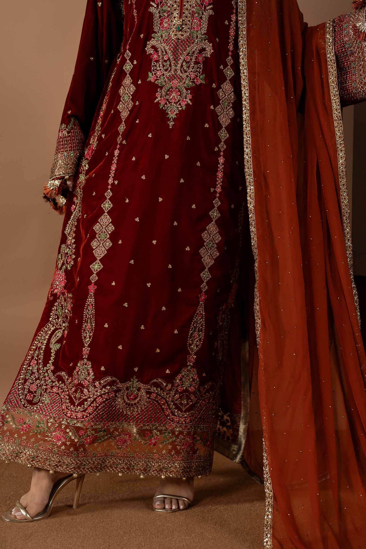 3 Piece Embroidered Velvet Suit