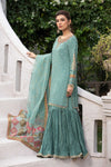 3 Piece Embroidered Raw Silk Suit