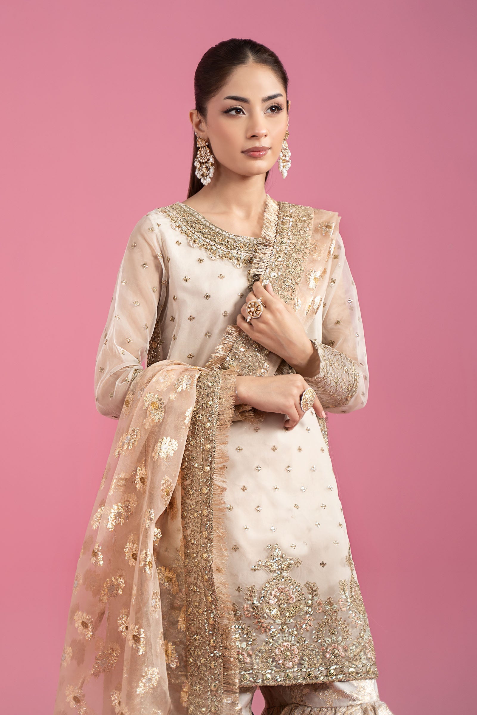 3 Piece Embroidered Organza Suit