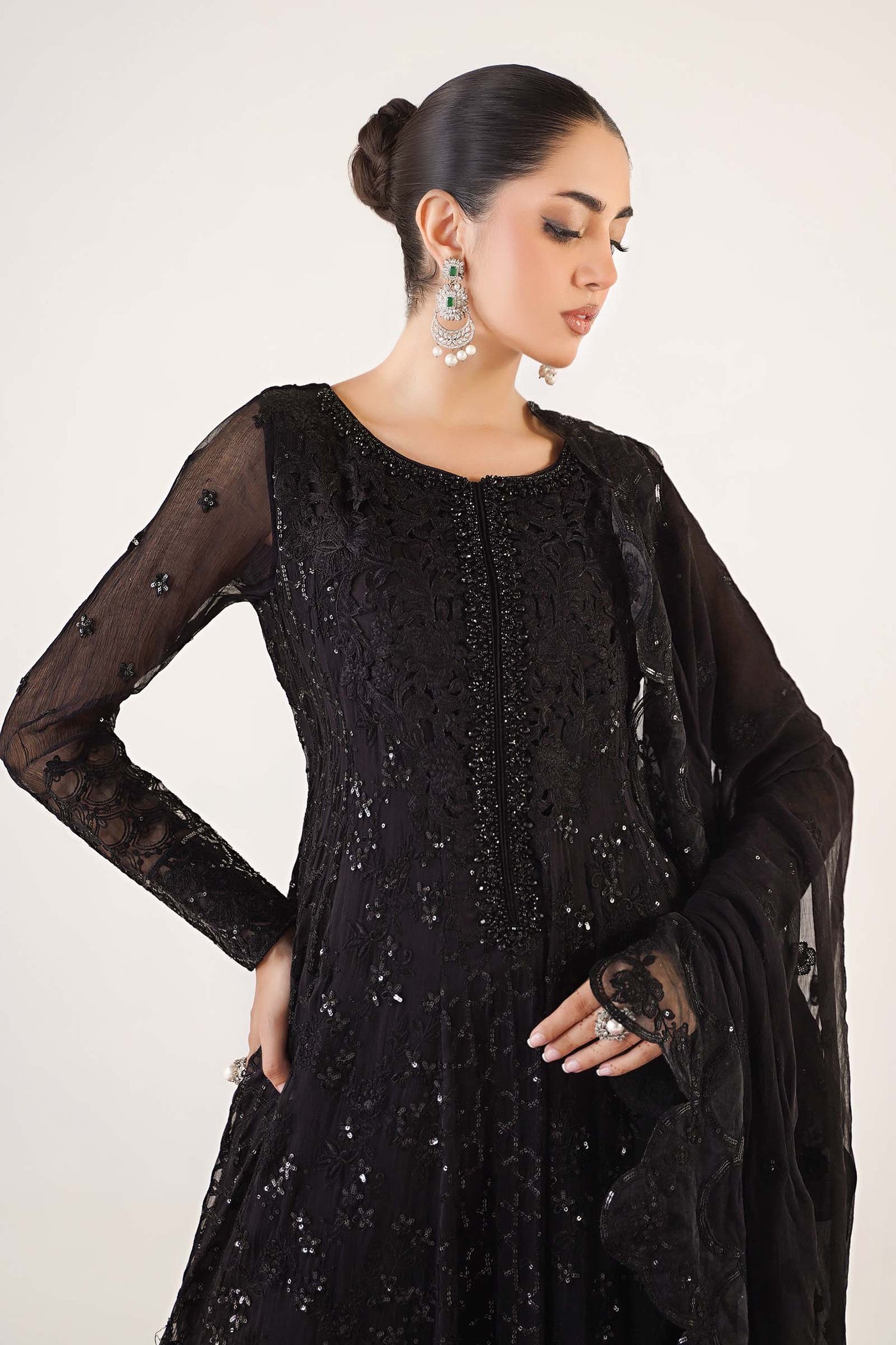 3 Piece Embroidered Chiffon Suit SF EA24 12 Maria.B. Designs AE