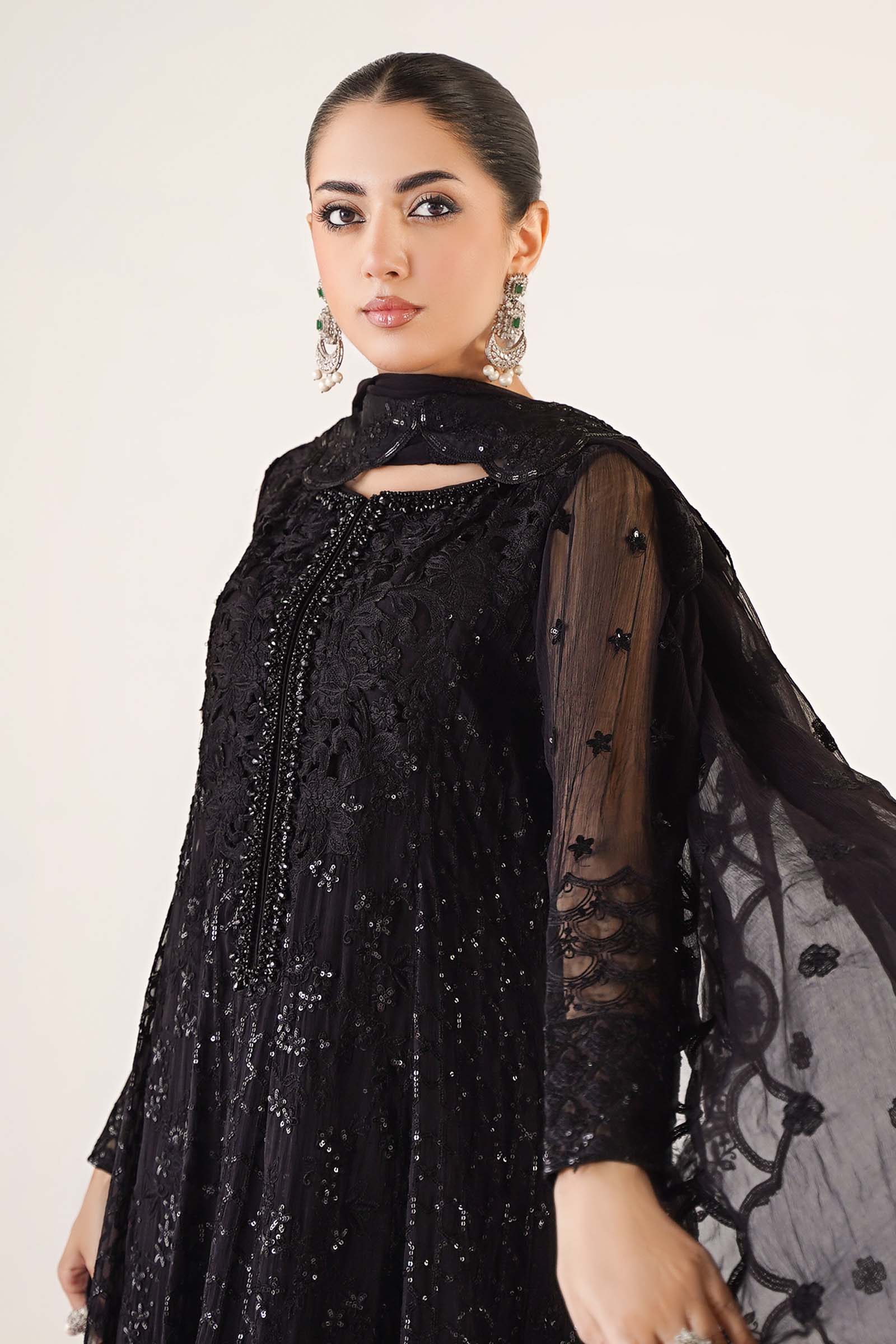 3 Piece Embroidered Chiffon Suit
