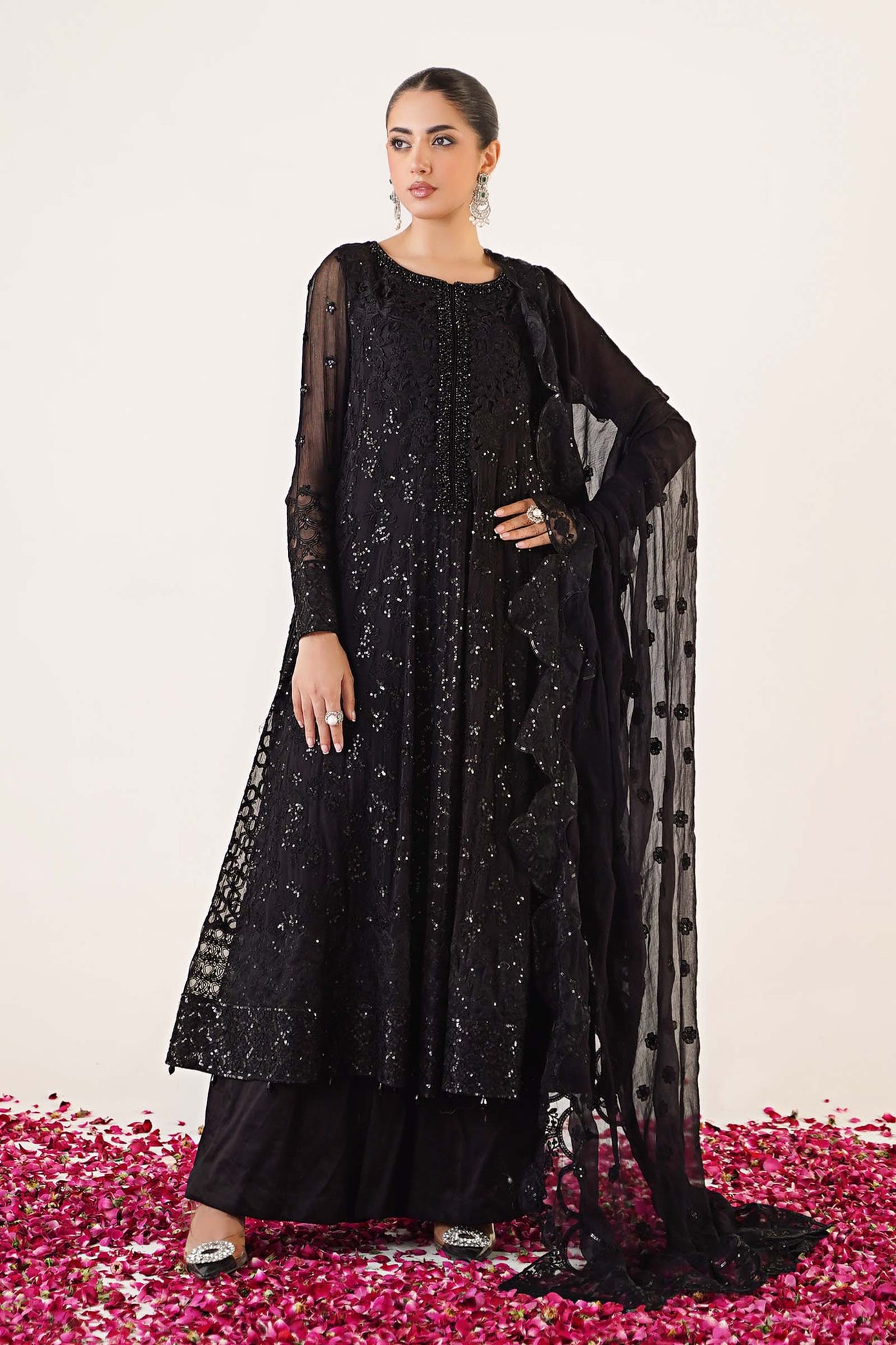 3 Piece Embroidered Chiffon Suit