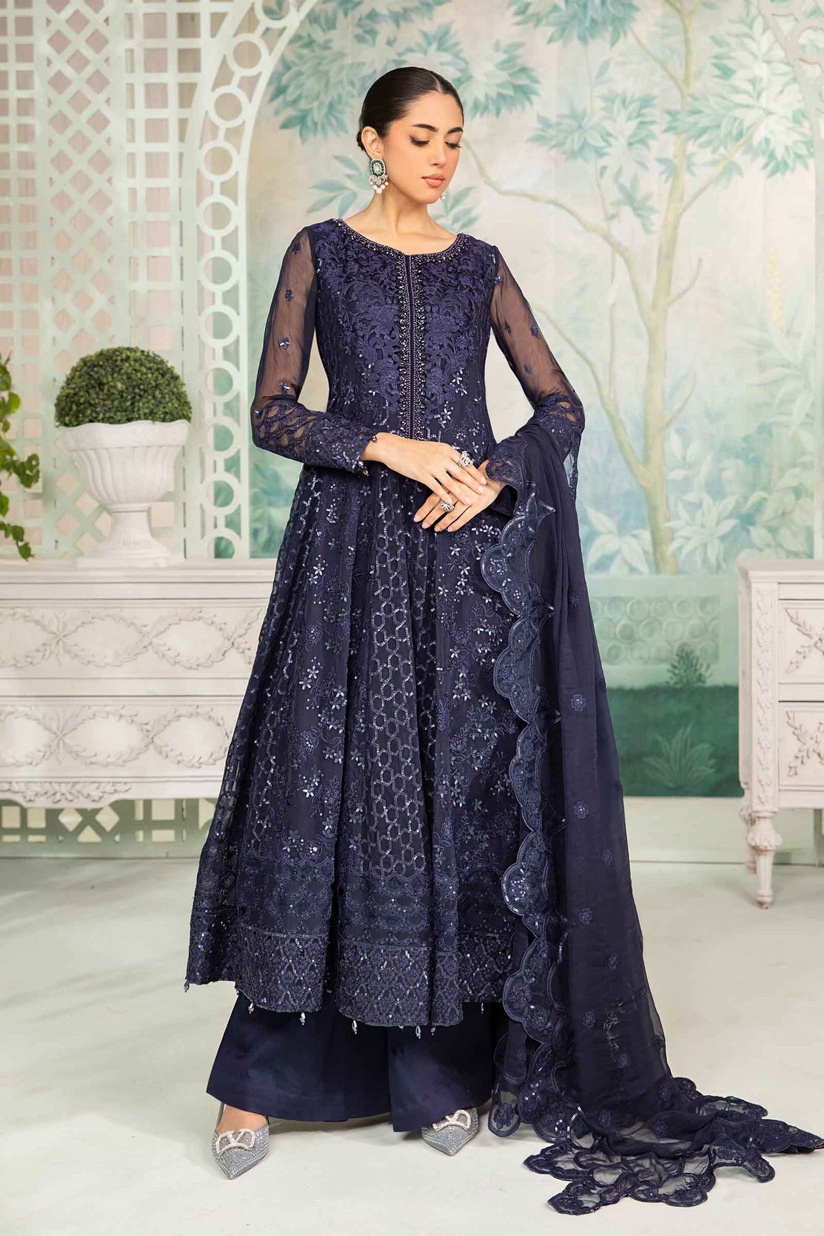 3 Piece Embroidered Chiffon Suit