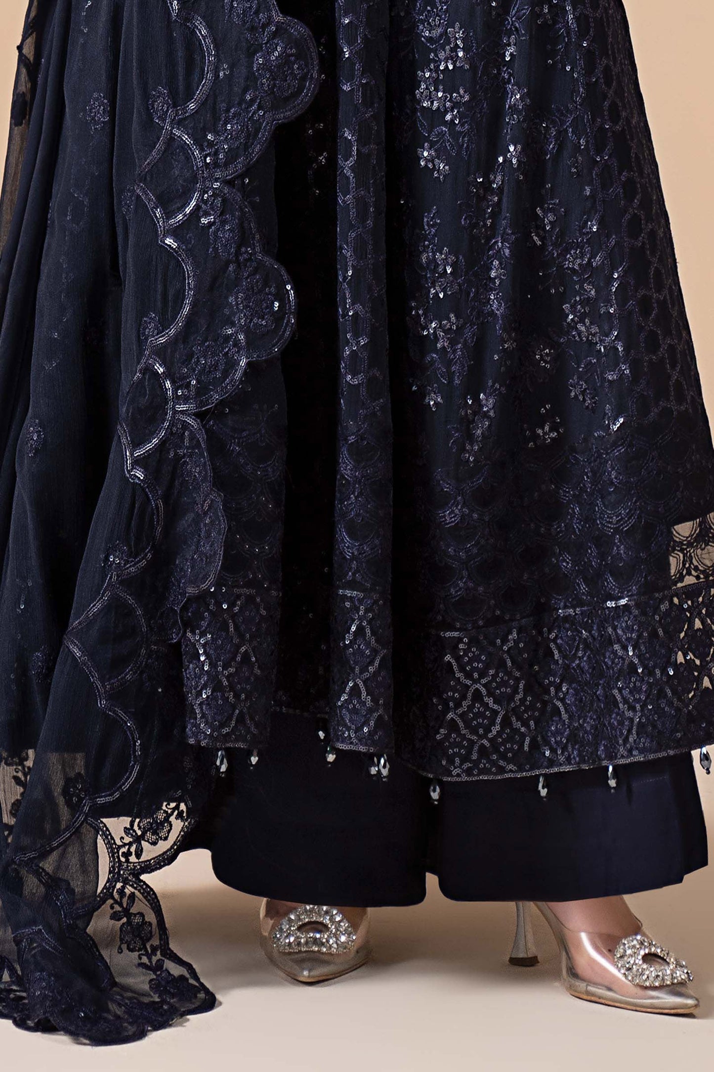 3 Piece Embroidered Chiffon Suit