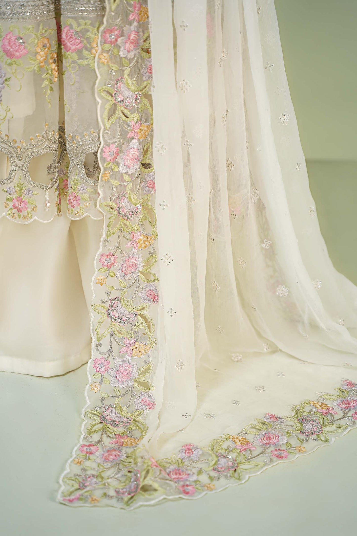 3 Piece Embroidered Organza Suit
