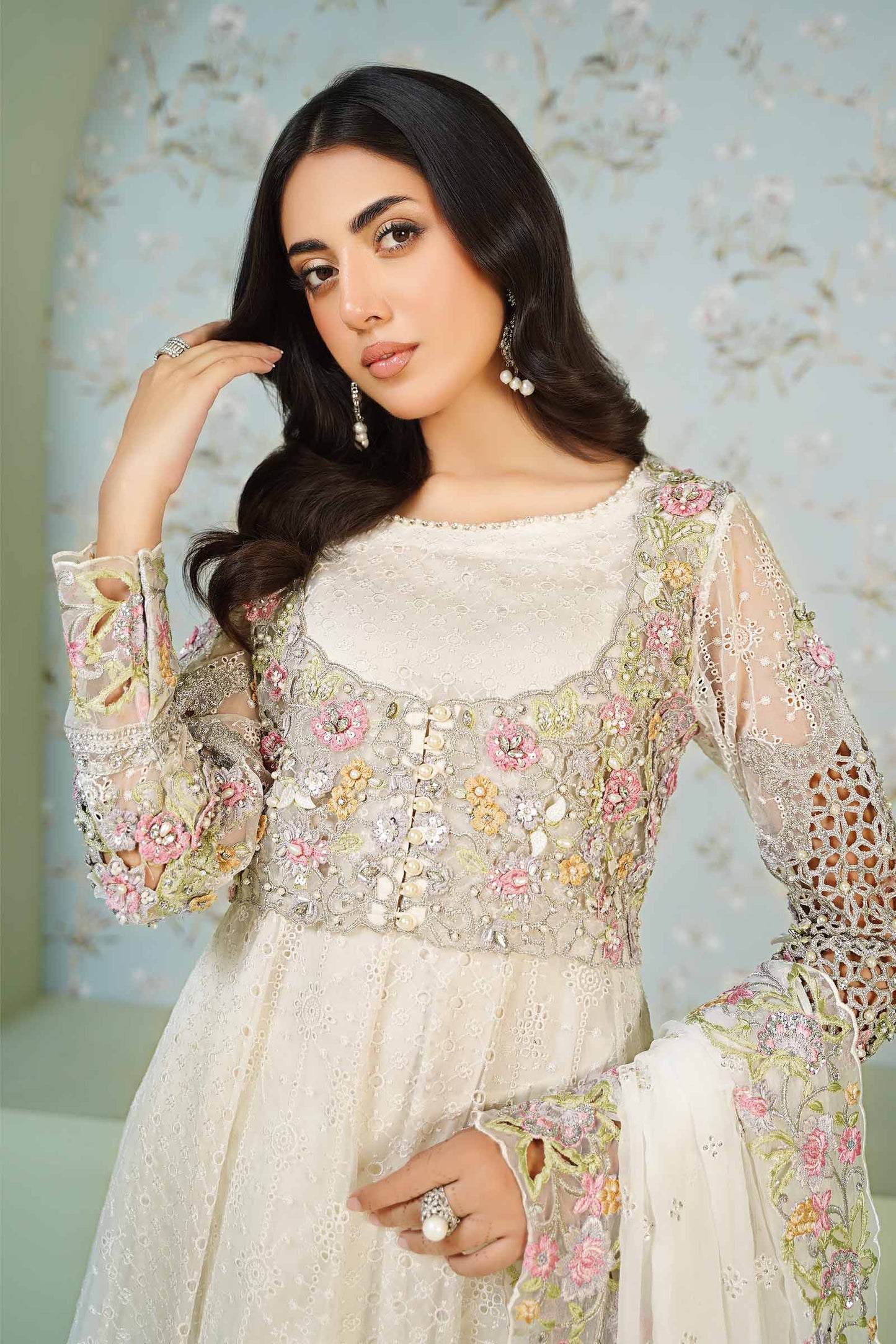 3 Piece Embroidered Organza Suit
