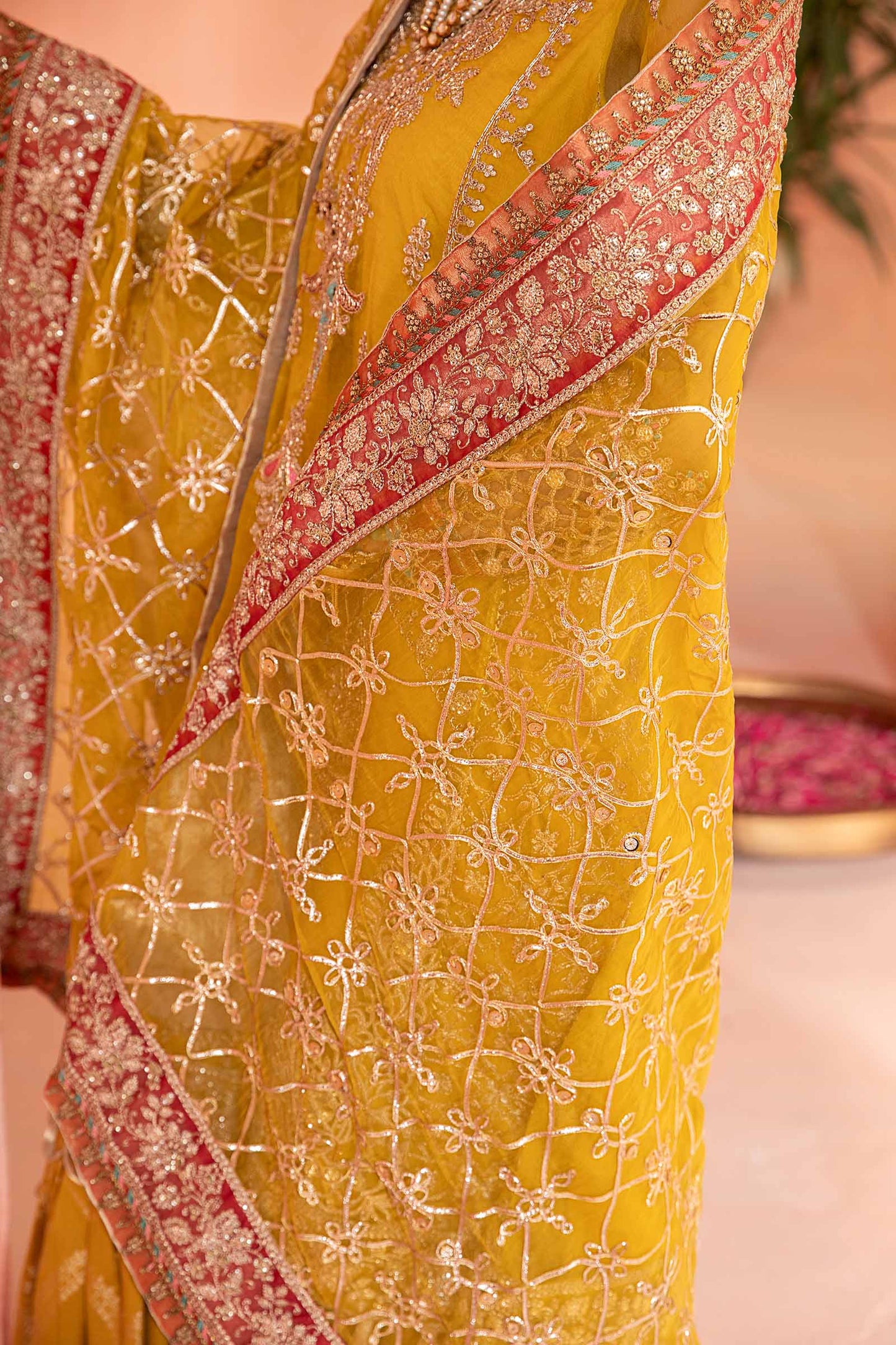 3 Piece Embroidered Organza Suit