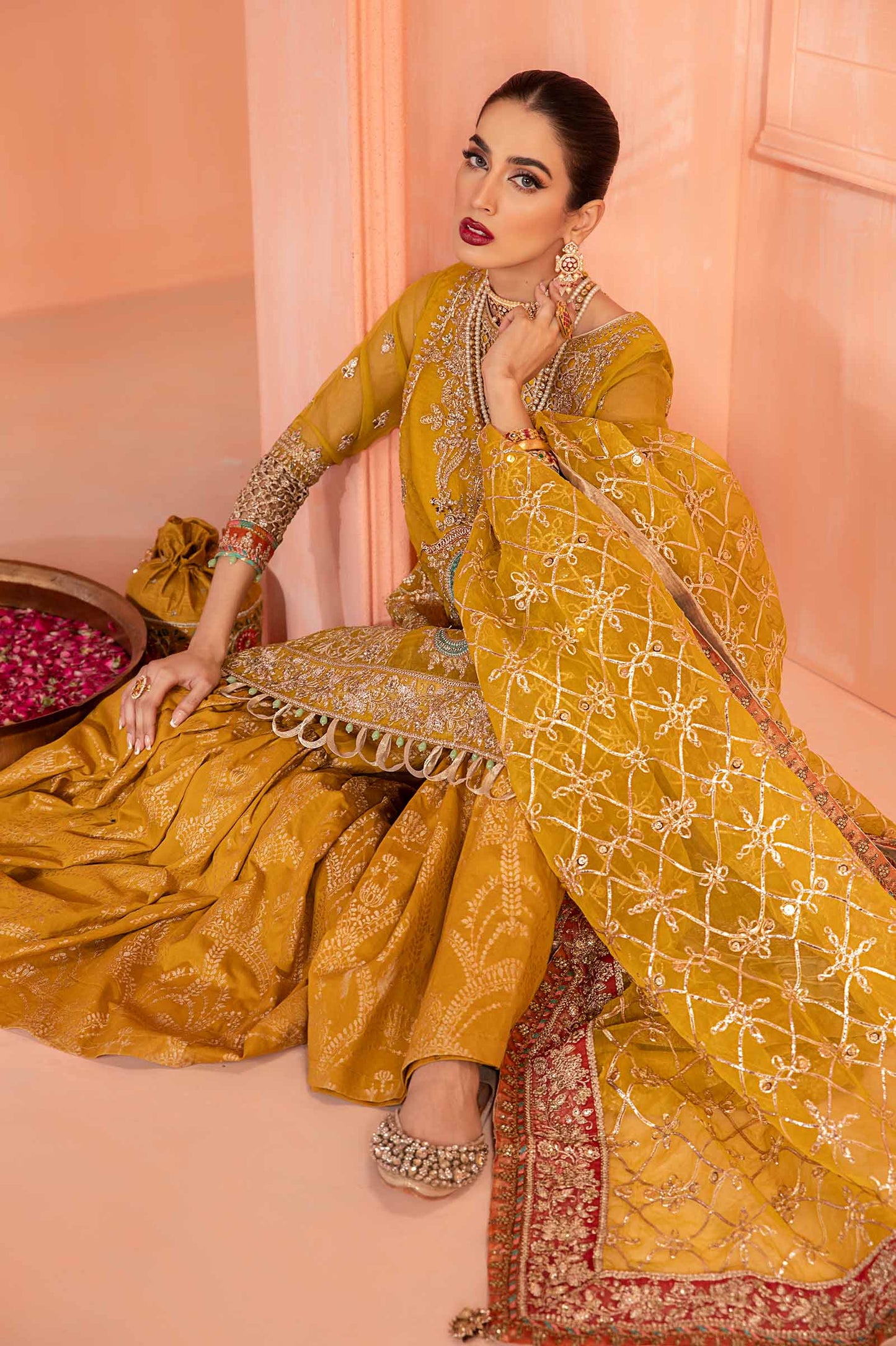 3 Piece Embroidered Organza Suit
