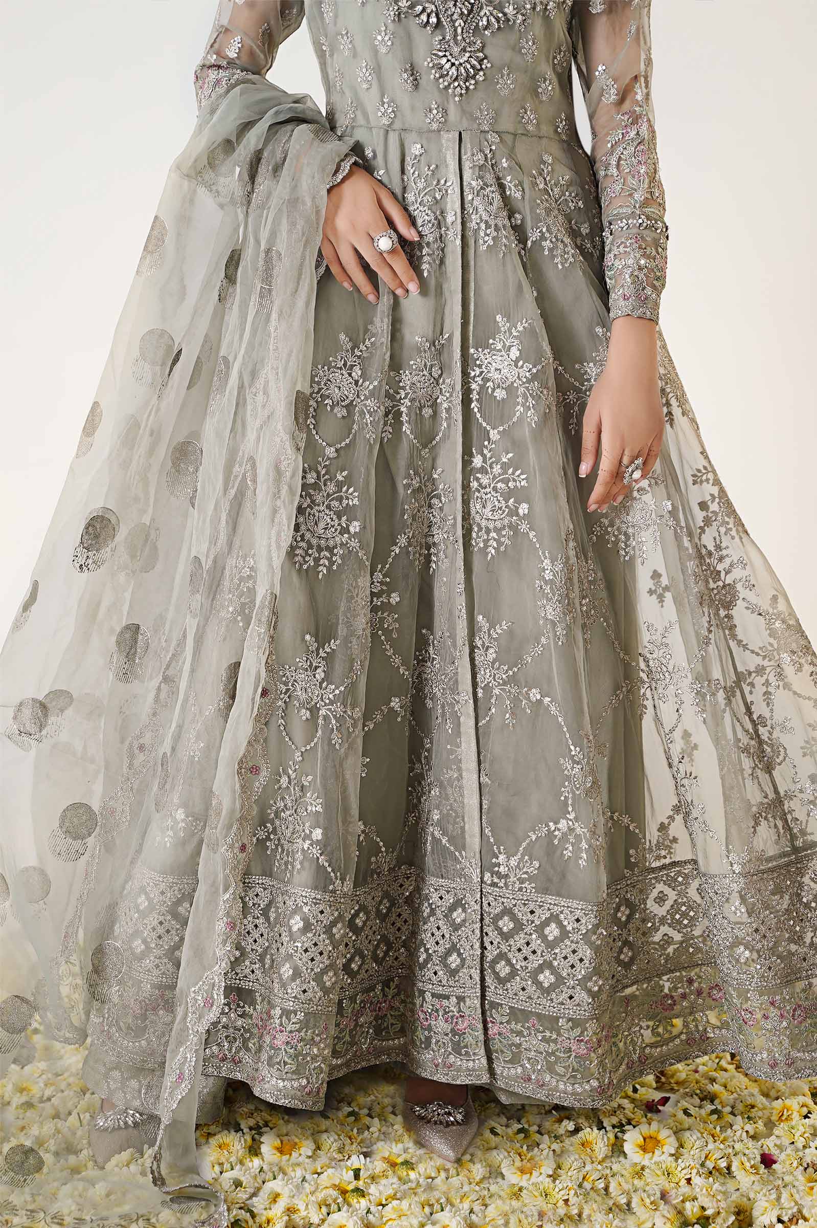 3 Piece Embroidered Organza Suit