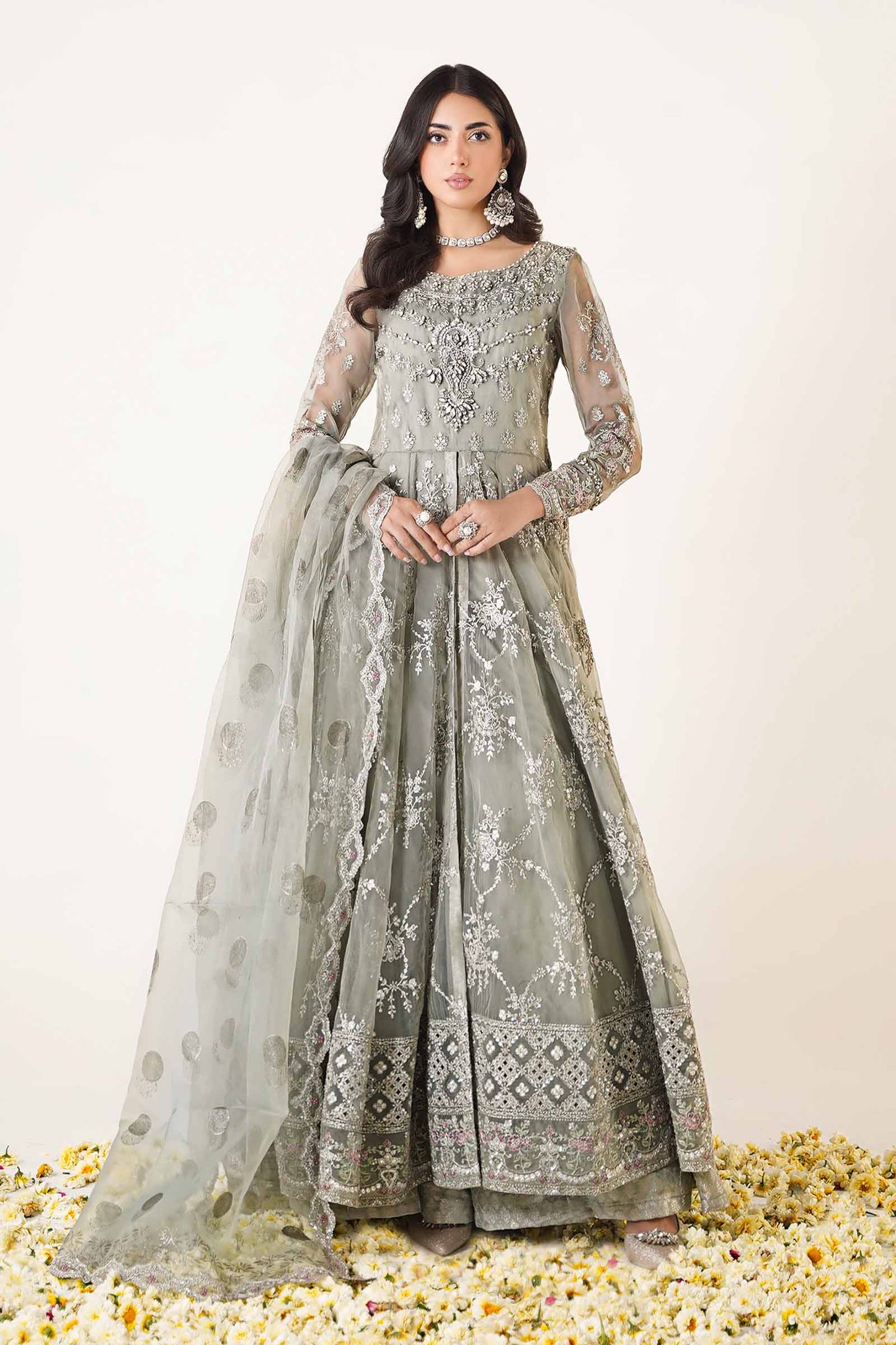3 Piece Embroidered Organza Suit