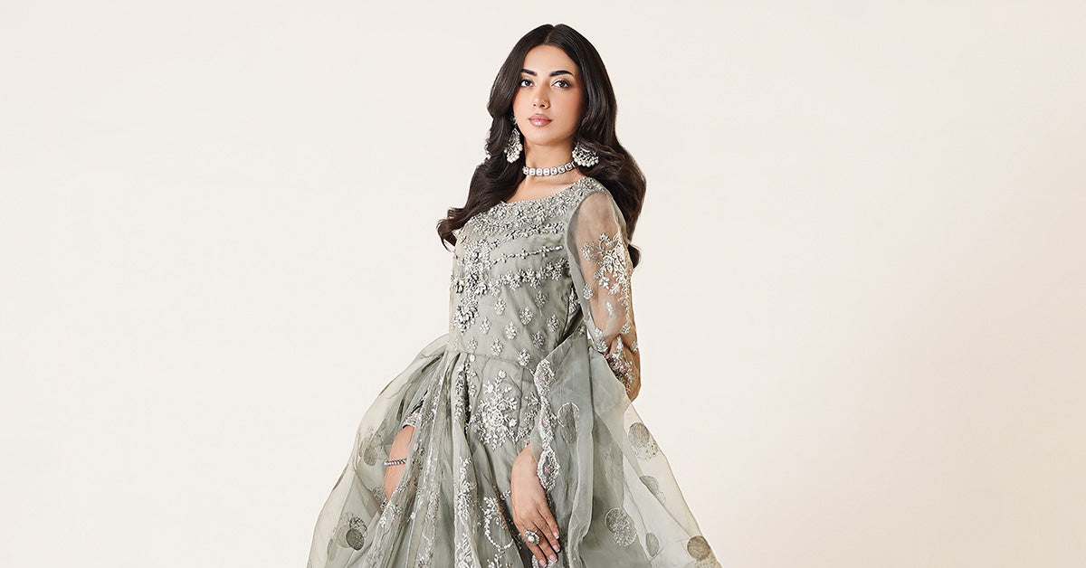3 Piece Embroidered Organza Suit