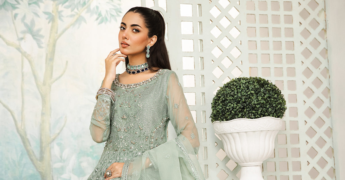 3 Piece Embroidered Bamber Chiffon Suit