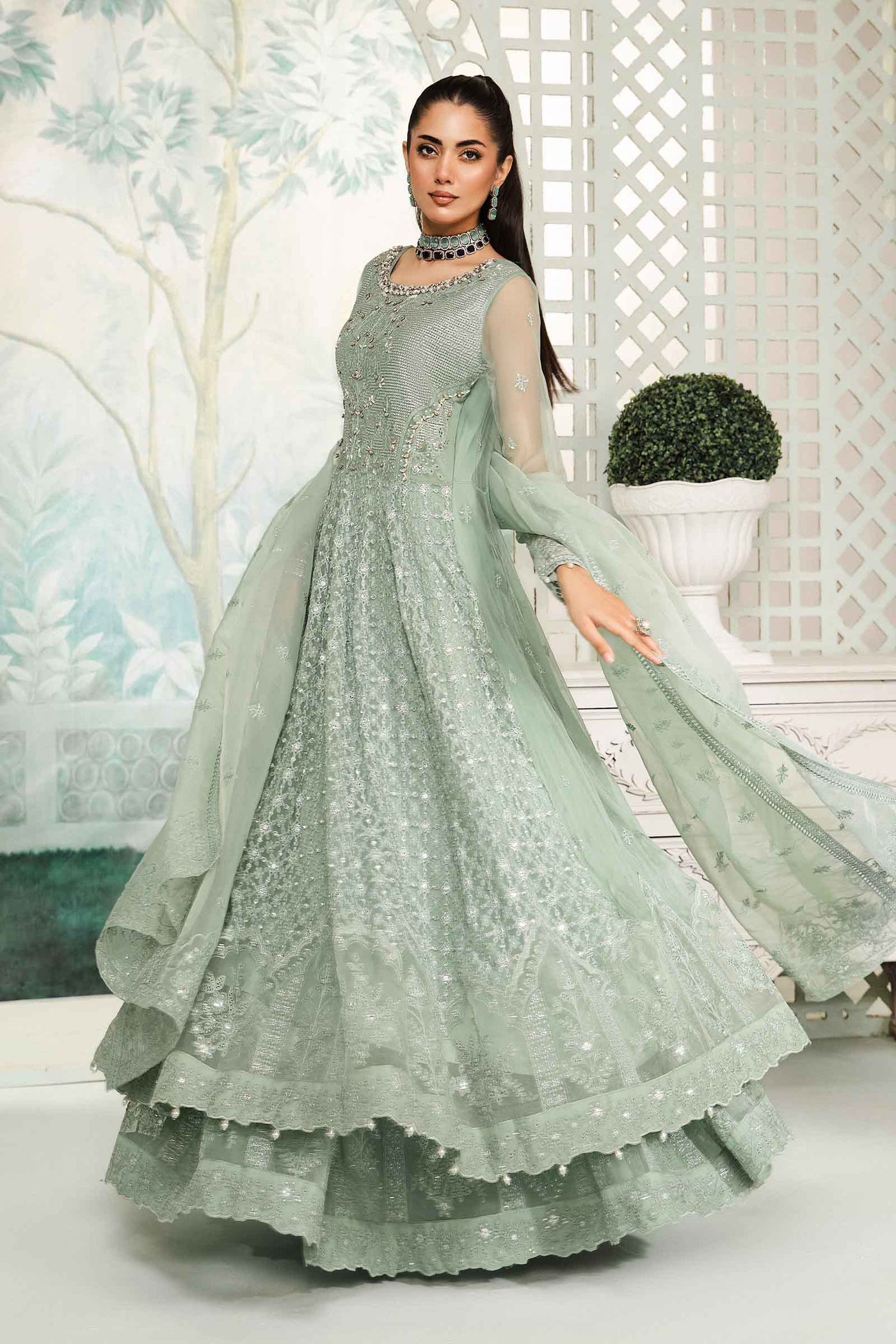 3 Piece Embroidered Bamber Chiffon Suit