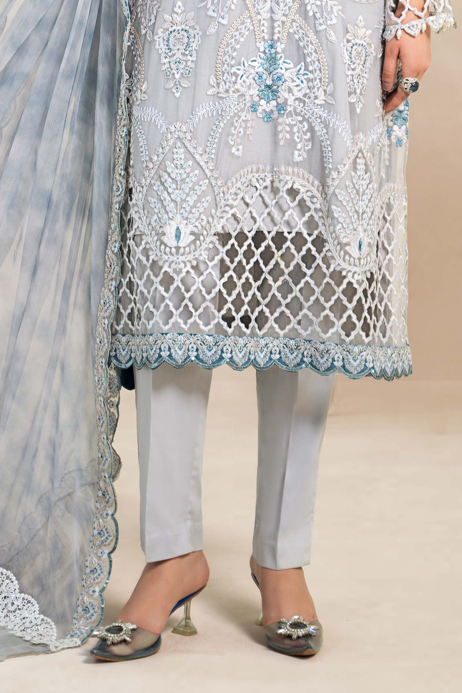 3 Piece Embroidered Bamber Chiffon Suit