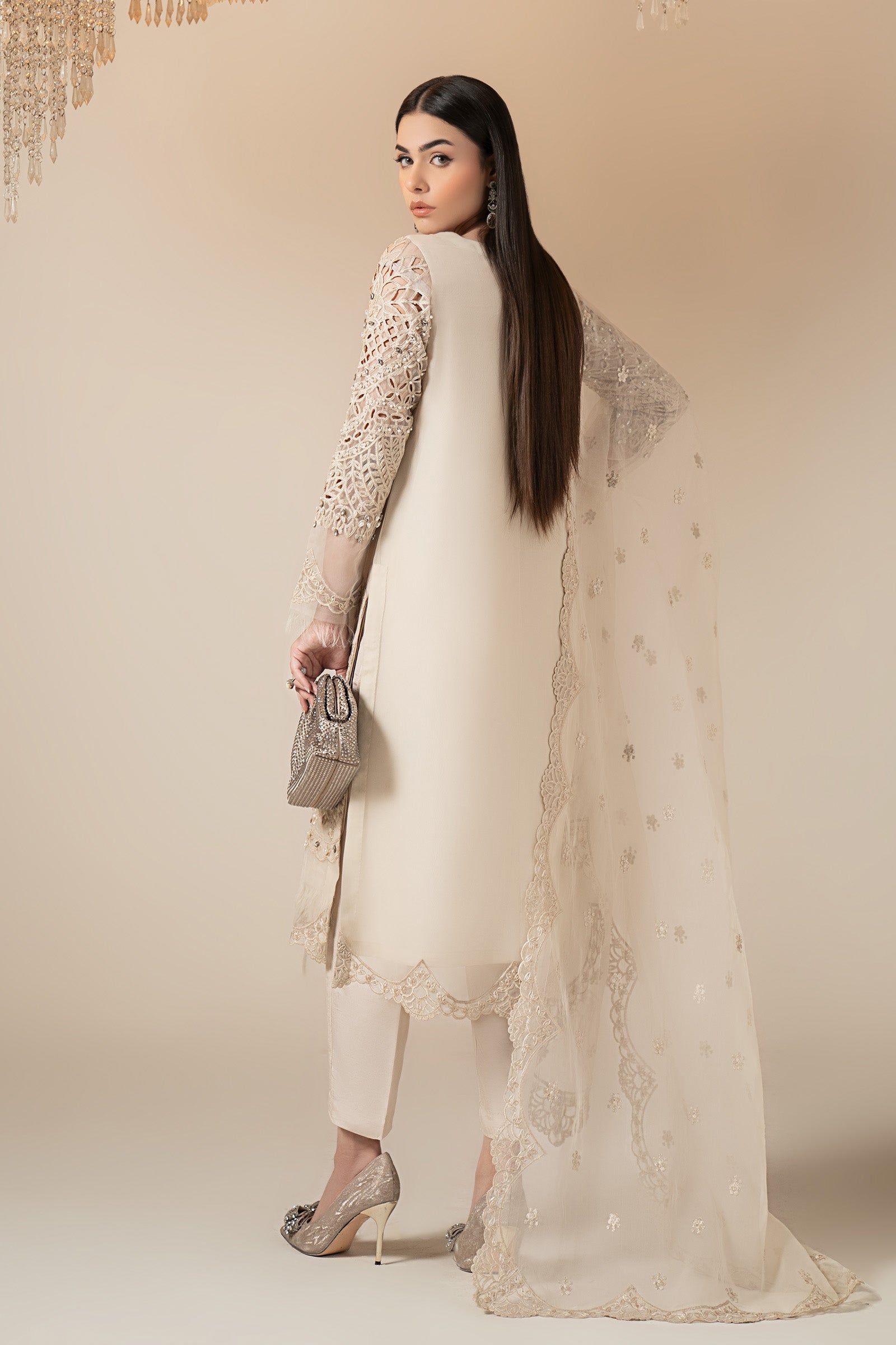 3 Piece Embroidered Organza Suit