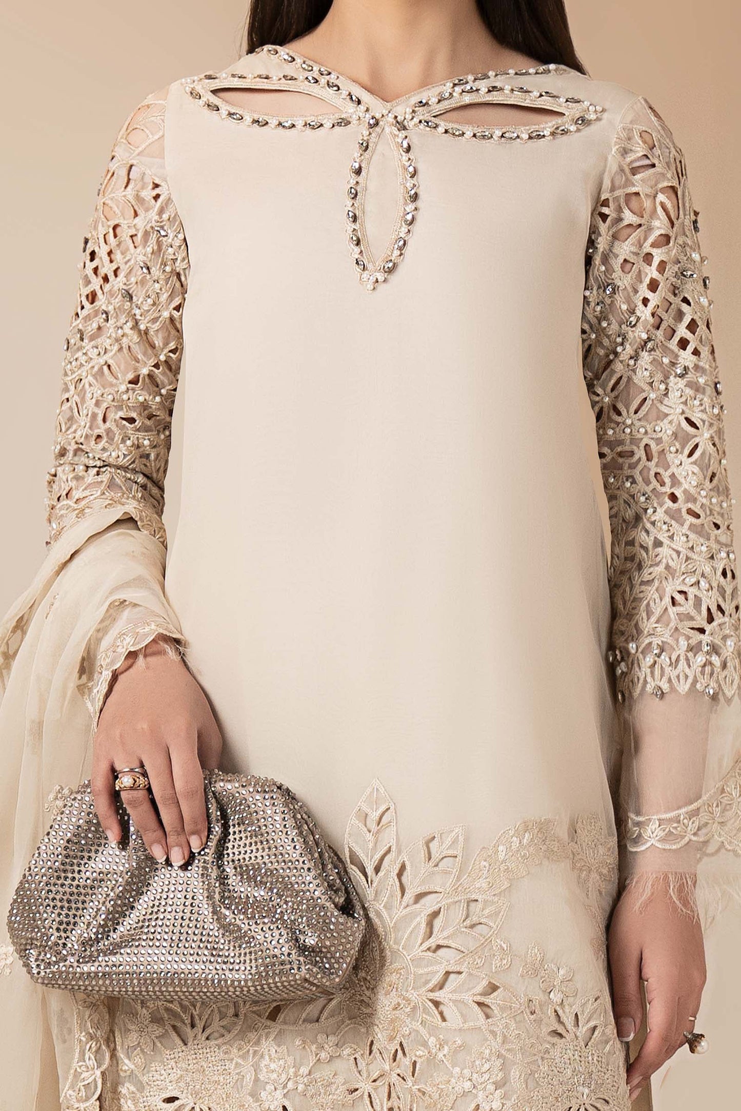 3 Piece Embroidered Organza Suit