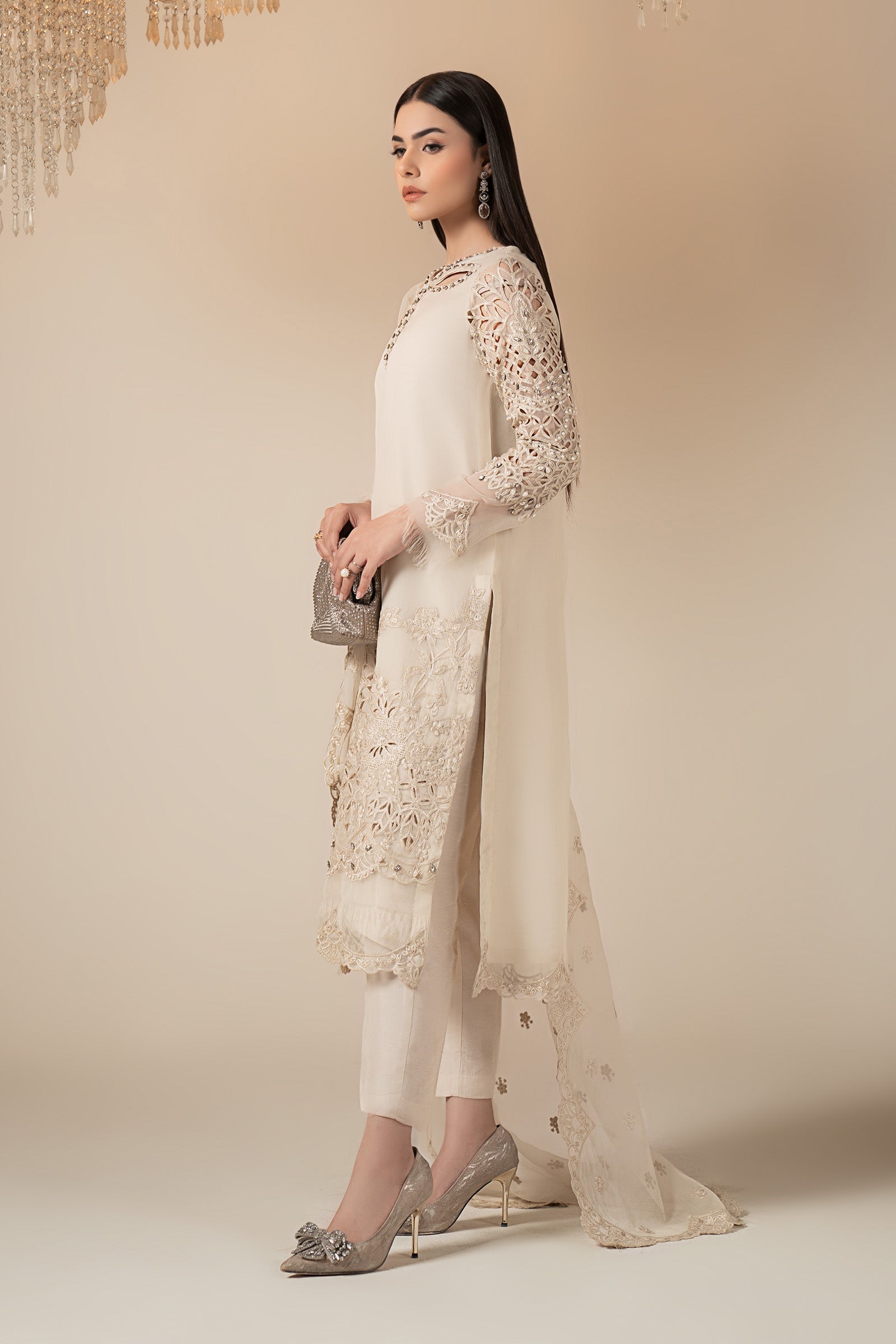 3 Piece Embroidered Organza Suit