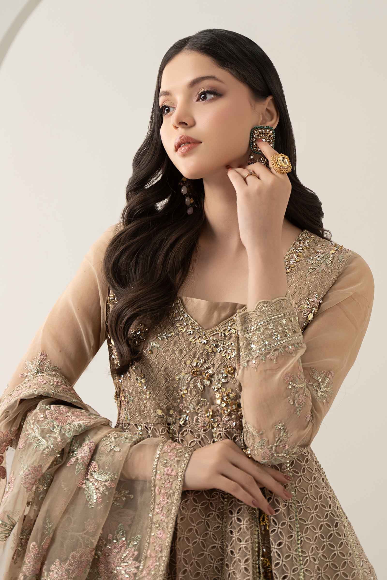 3 Piece Embroidered Organza Suit