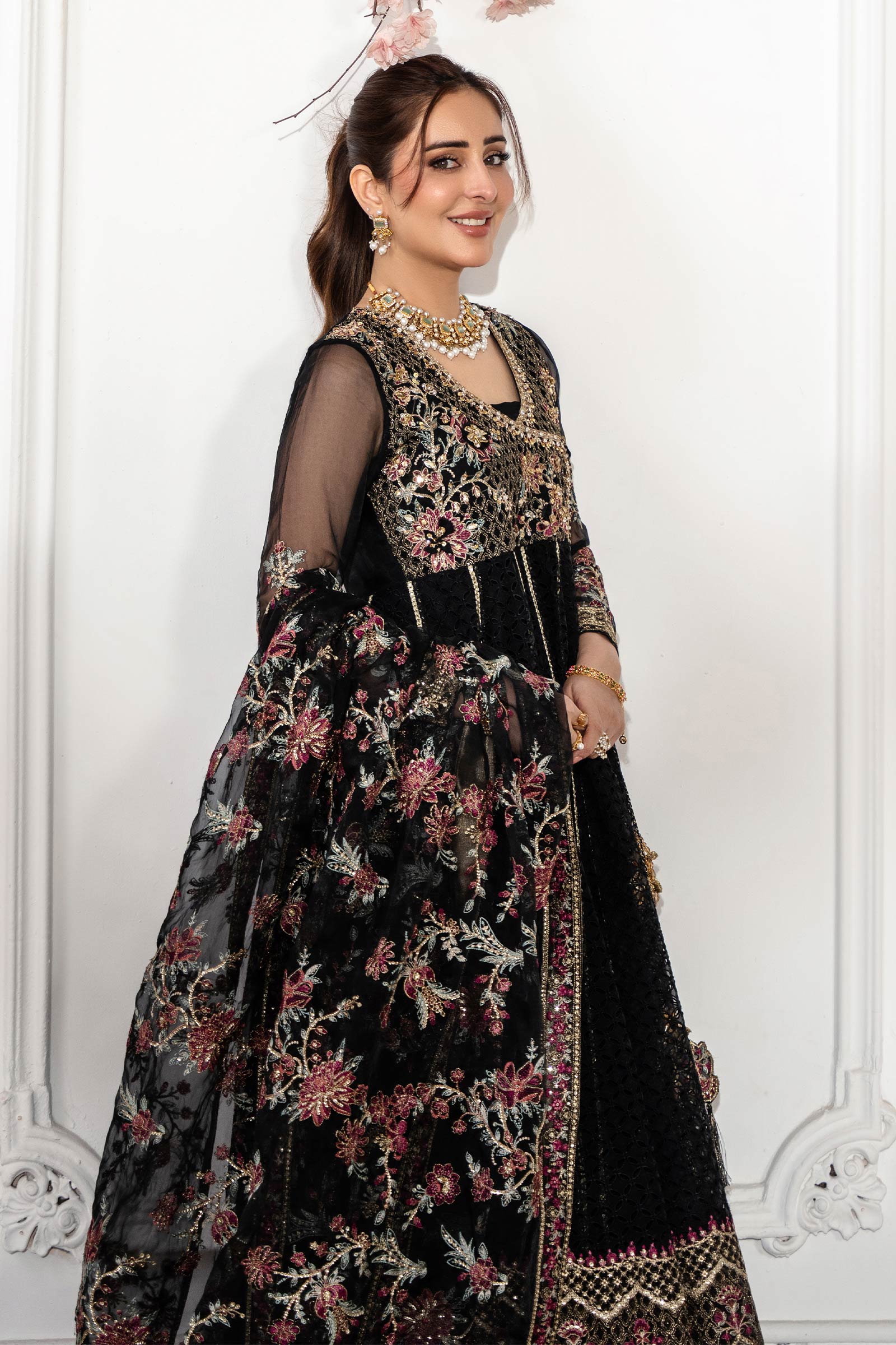 3 Piece Embroidered Organza Suit