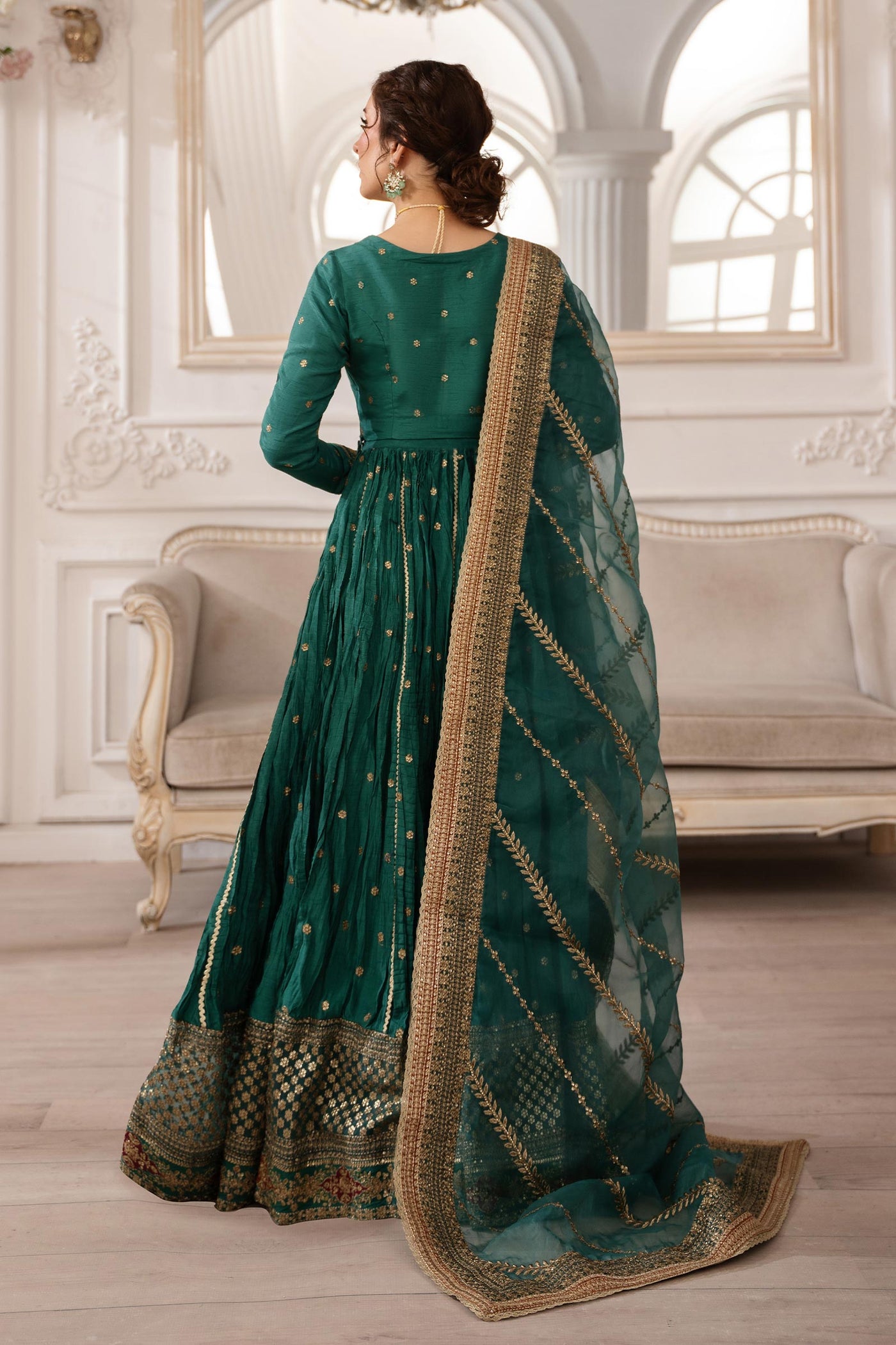 3 Piece Embroidered Raw Silk Suit | SF-EA25-04