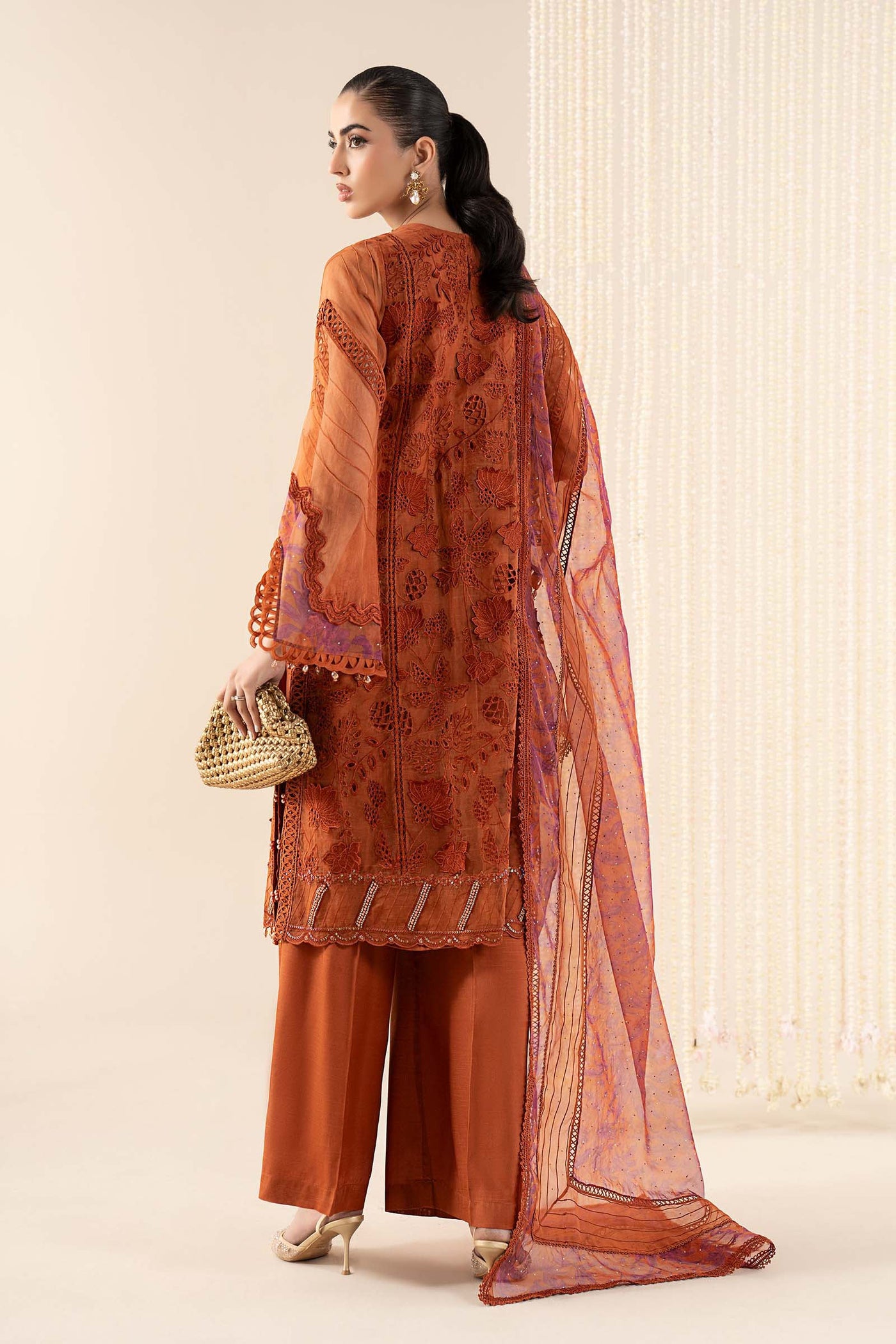 3 Piece Embroidered Organza Suit