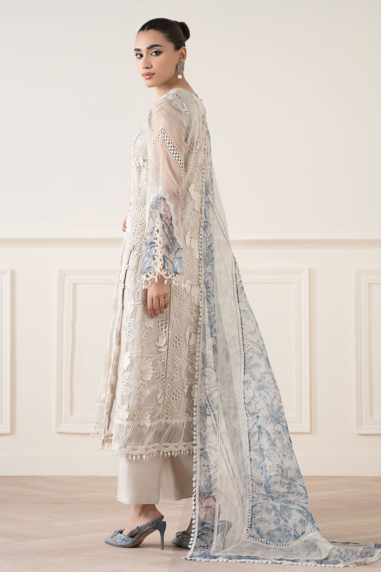 3 Piece Embroidered Organza Suit