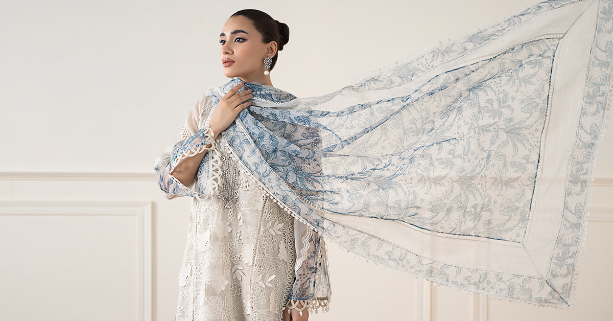 3 Piece Embroidered Organza Suit