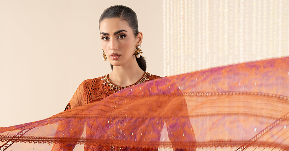 3 Piece Embroidered Organza Suit