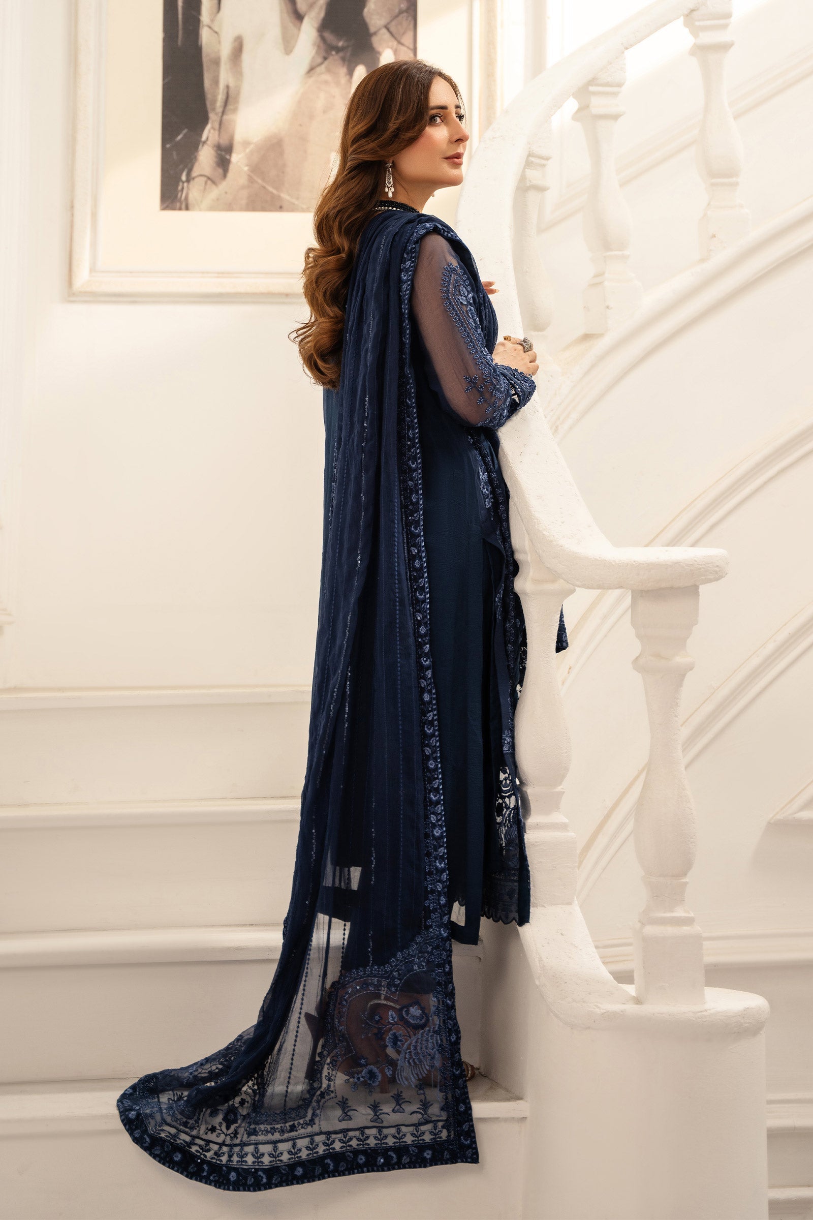 3 Piece Embroidered Chiffon Suit