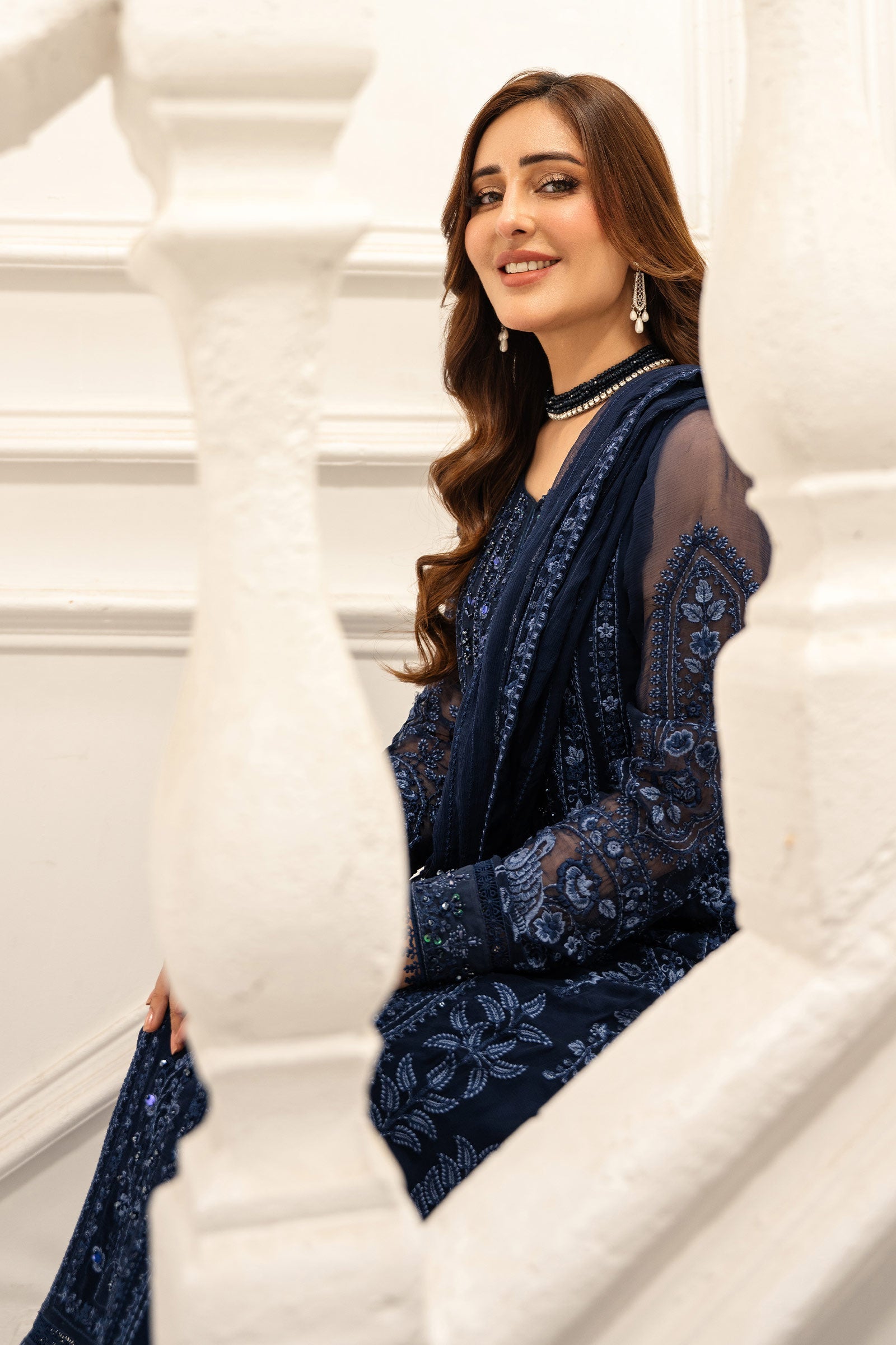3 Piece Embroidered Chiffon Suit