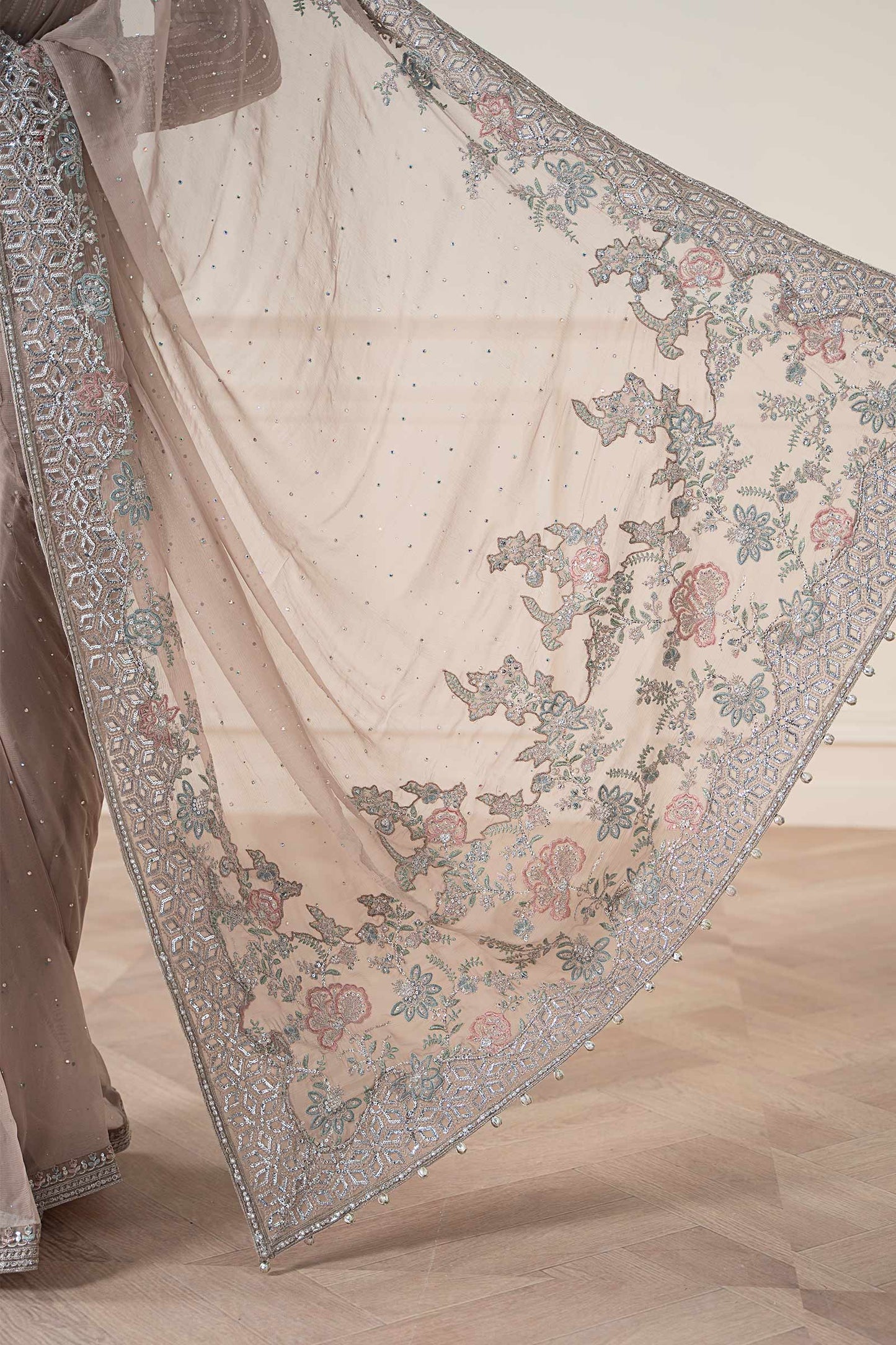 Embroidered Chiffon Saree