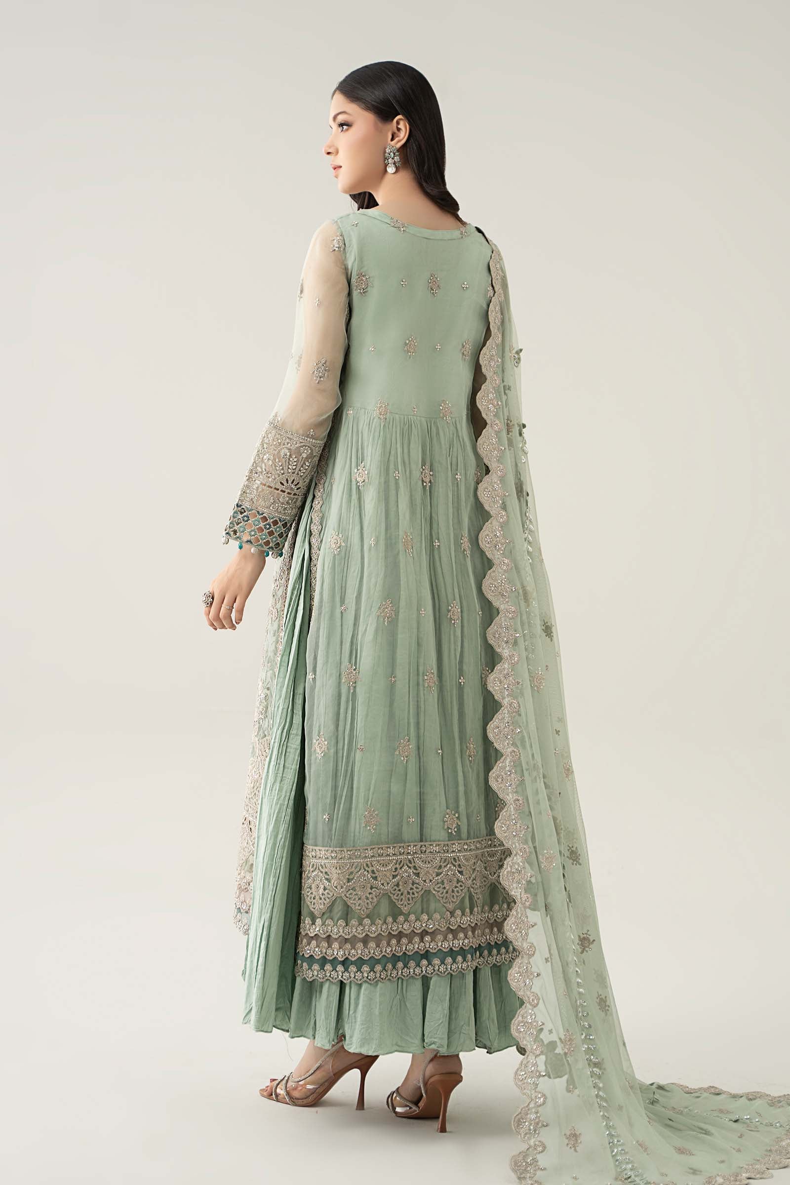 3 Piece Embroidered Organza Suit