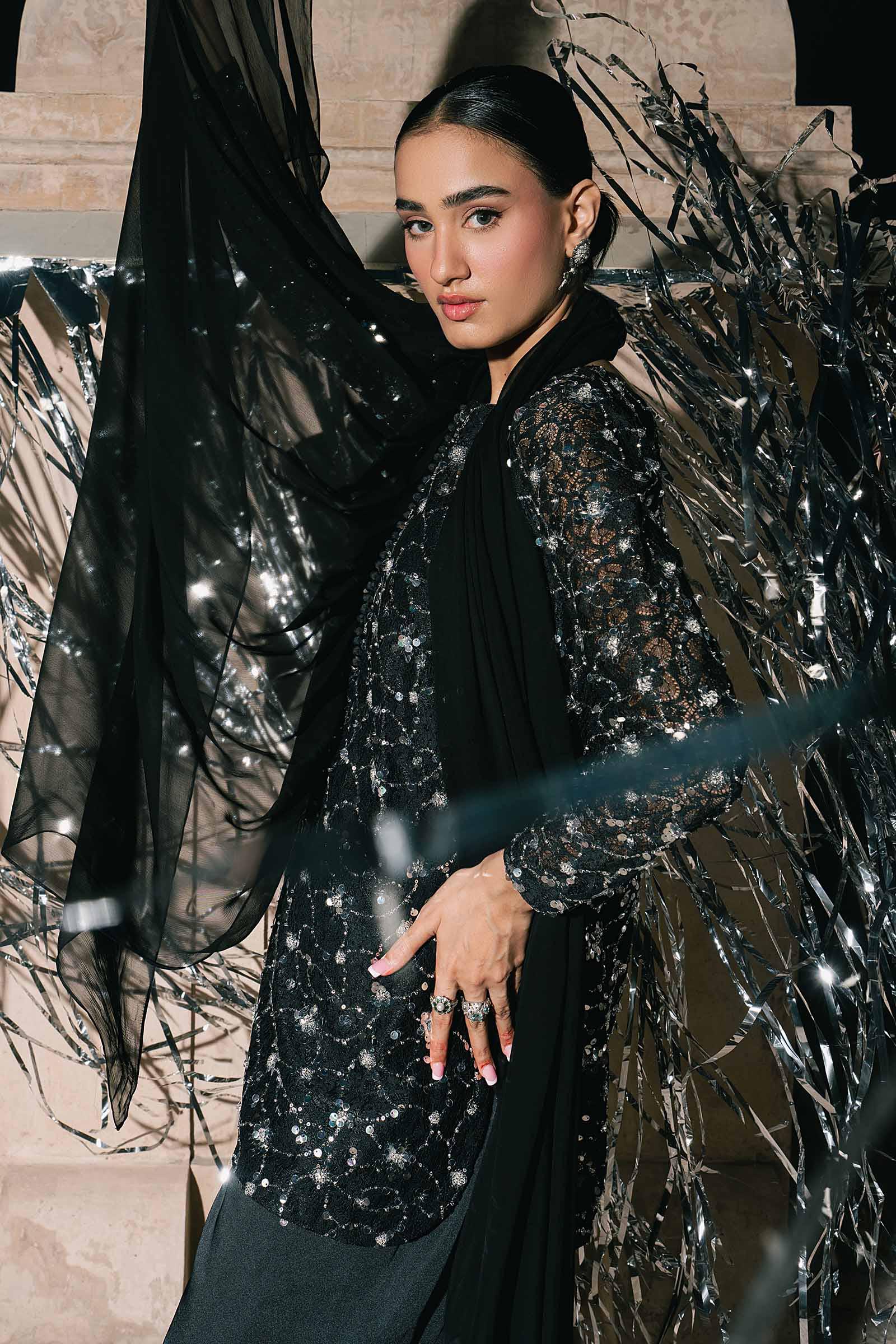 3 Piece Embroidered Net Suit